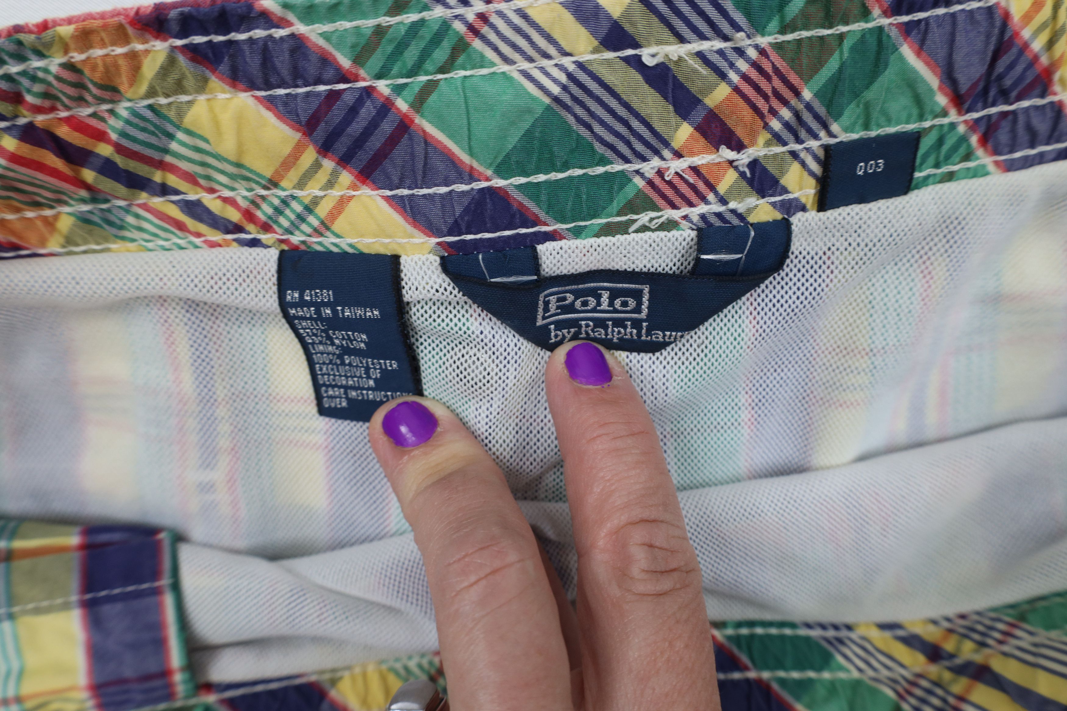 Ralph Lauren Vintage 90s Ralph Lauren Madras Plaid Lined Shorts Trunks Size US 34 / EU 50 - 8 Thumbnail