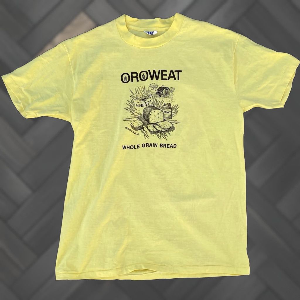 Hanes VINTAGE Hanes Beefy-T T-Shirt Mens XL Orowheat Whole Grain Bread Graphic Print Yellow 1980s Retro Vintage Size US XL / EU 56 / 4 - 1 Thumbnail