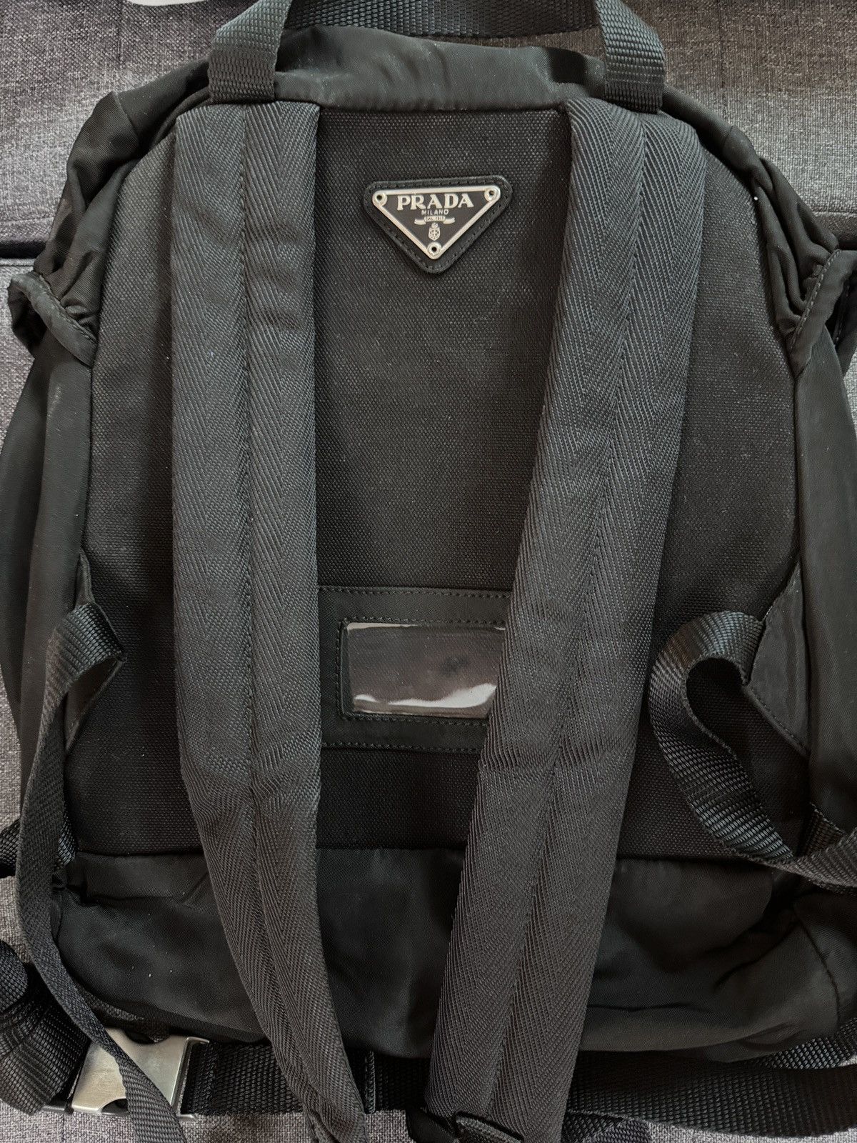 Prada Prada Nylon Tessuto Triangle Logo Backpack Size ONE SIZE - 1 Thumbnail