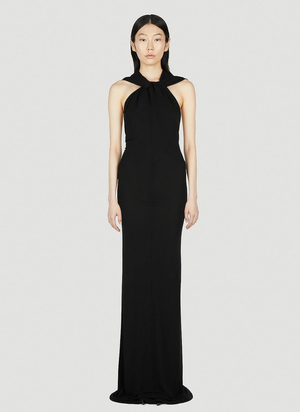 Saint Laurent Paris o1s1wg111024 Hooded Maxi Dress in Black Size XS / US 0-2 / IT 36-38 - 2 Thumbnail