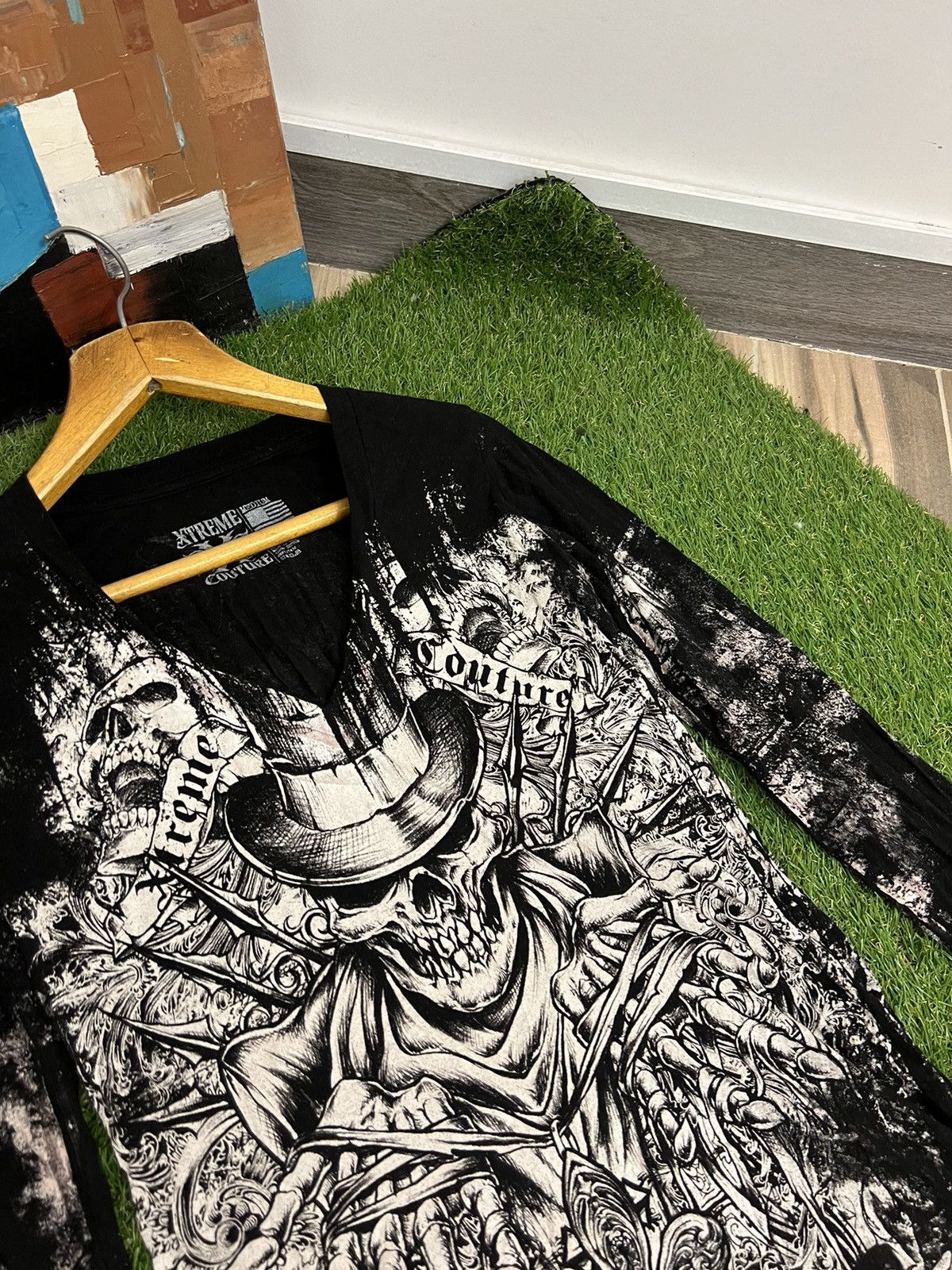 Affliction × Ed Hardy × Tapout Rare Wings Cross Thermal Longsleeve Y2K Affliction Style Size M / US 6-8 / IT 42-44 - 3 Thumbnail