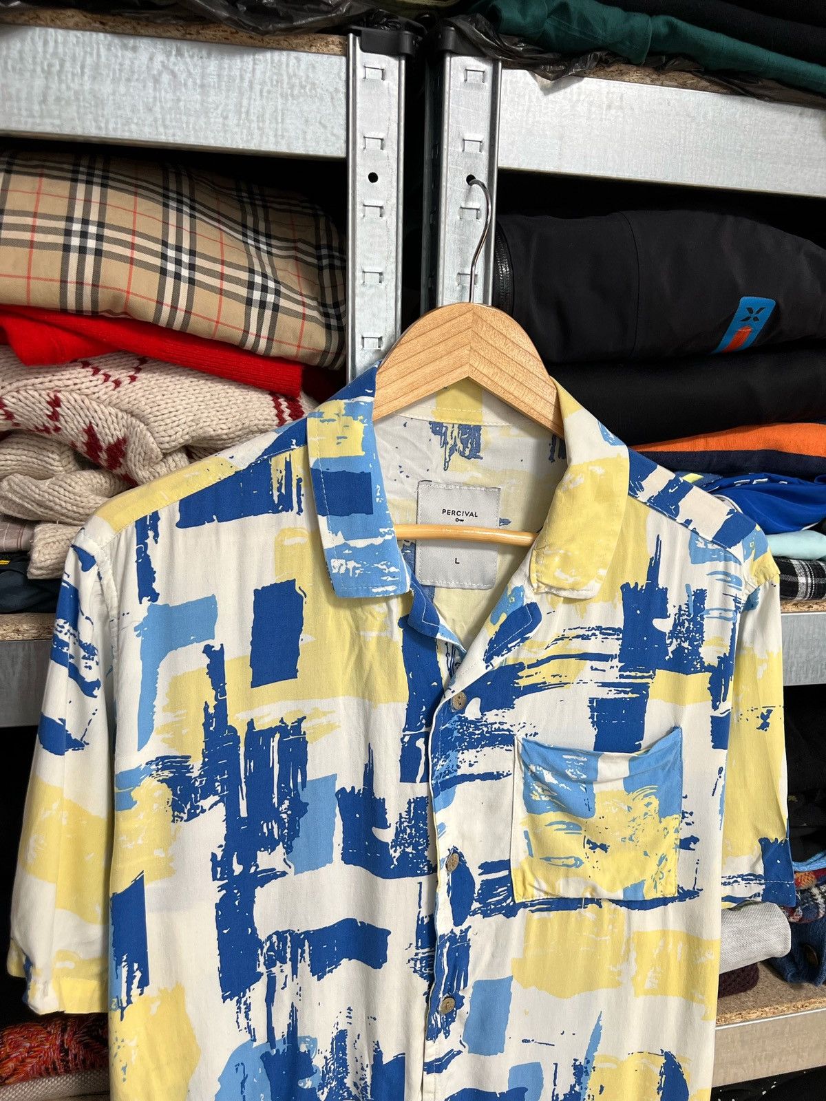 Percival Percival Men’s Short Sleeve Button Shirt Multicolor Size L Size US L / EU 52-54 / 3 - 3 Thumbnail