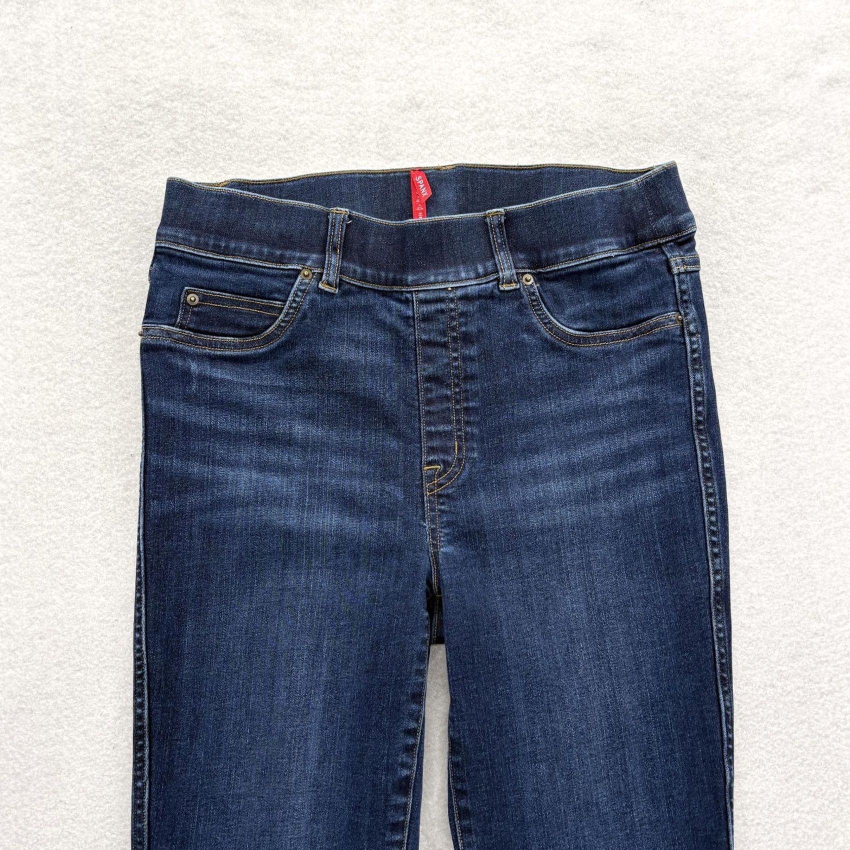 Spanx VINTAGE Spanx Pull On Skinny Jeans Womens Medium Dark Wash Blue Mid Rise Stretch Denim Size 32" / US 10 / IT 46 - 2 Thumbnail
