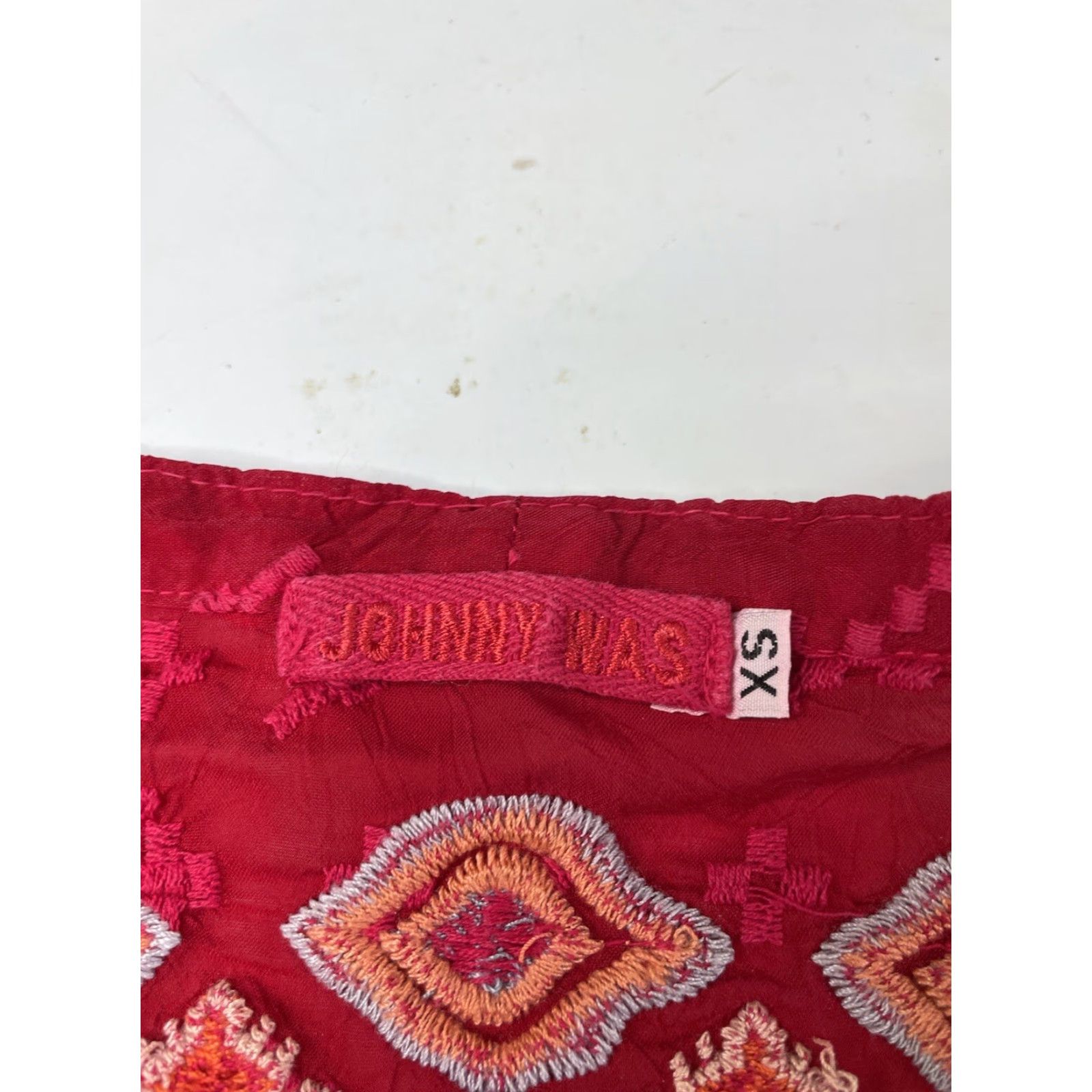 Johnny Was Johnny Was Blouse Shirt Womens XS Red Embroidered Buttons Long Sleeve Top Size XS / US 0-2 / IT 36-38 - 3 Thumbnail