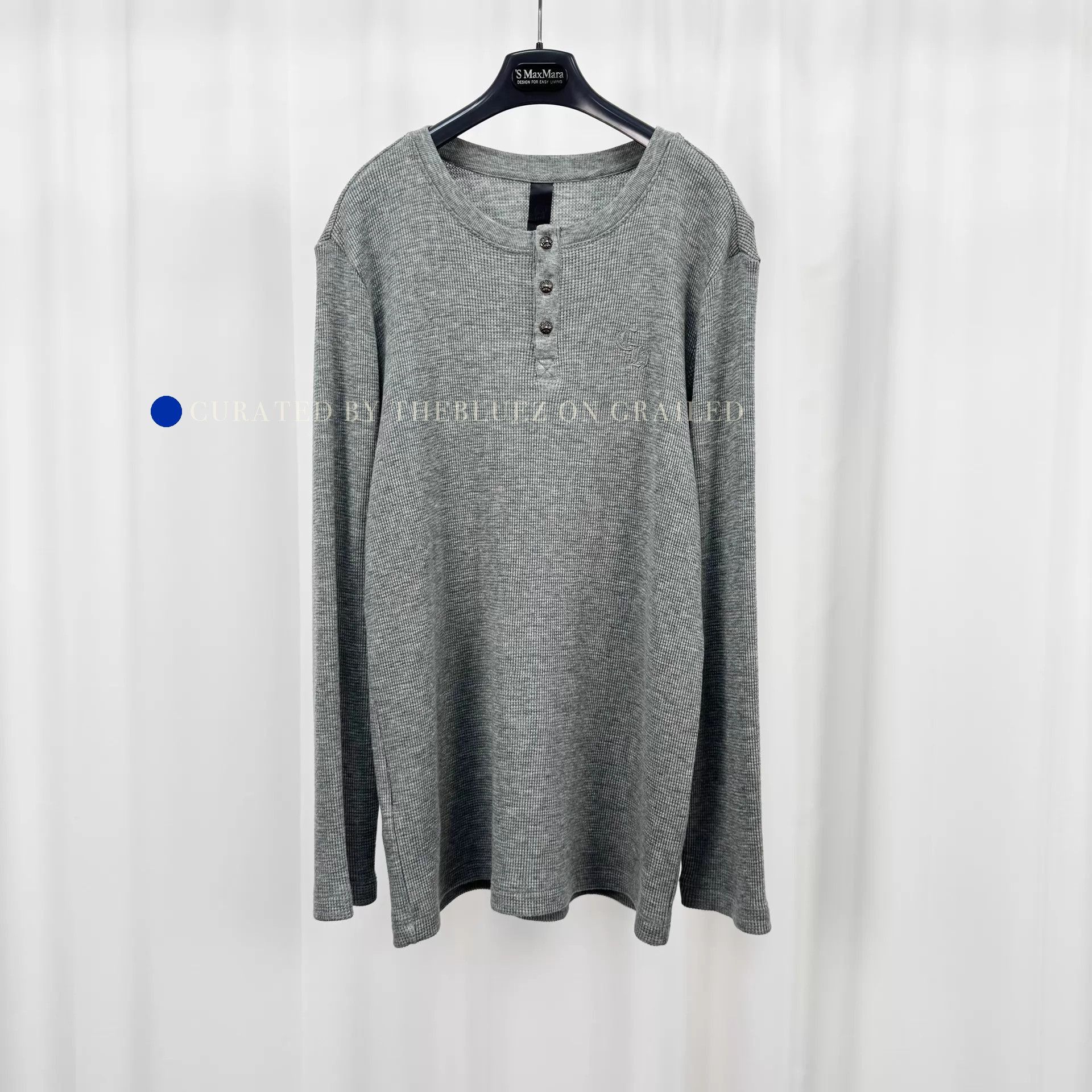 Chrome Hearts Gray Waffle Long Sleeve Shirt with Silver Buttons Size US XL / EU 56 / 4 - 1 Thumbnail