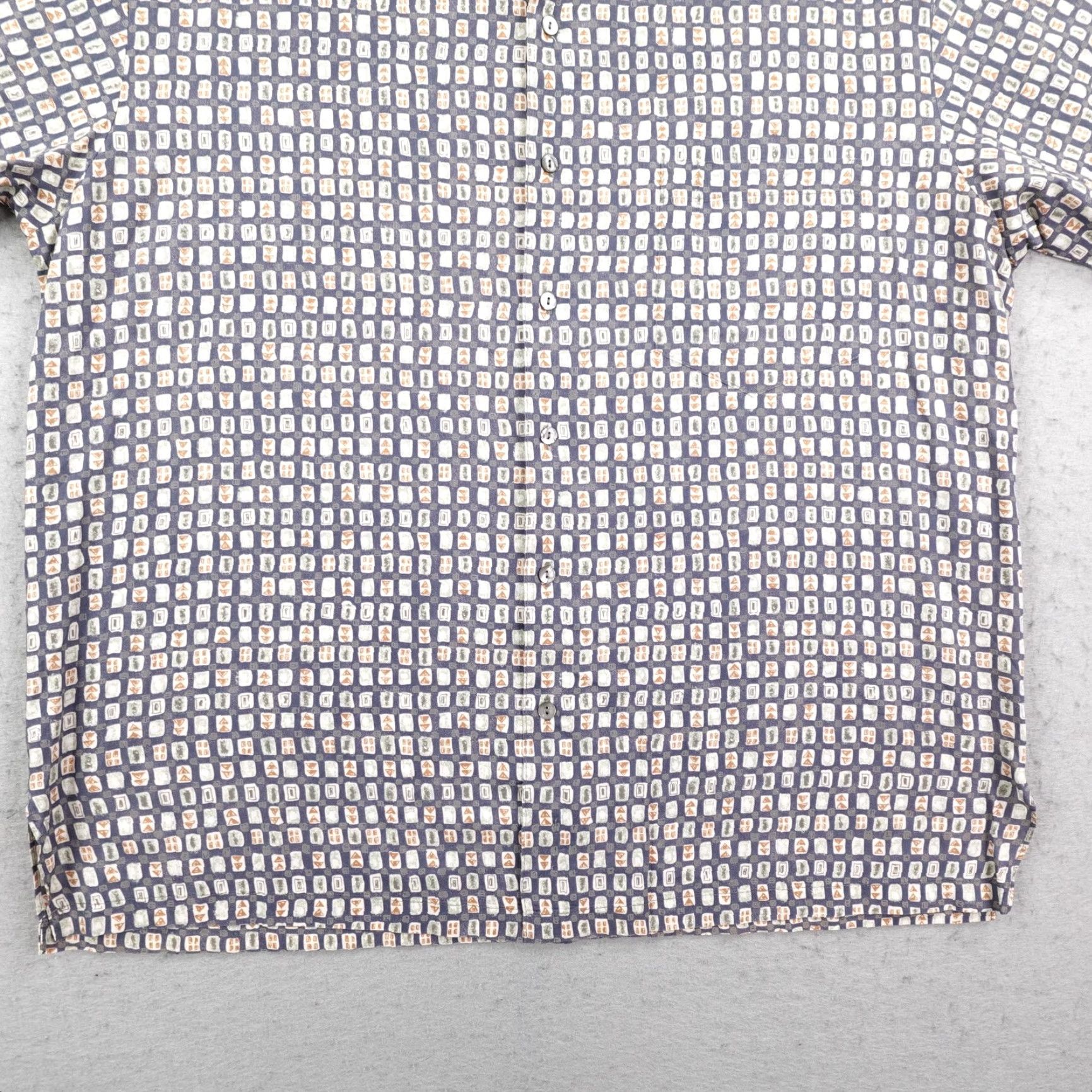Tori Richard Tori Richard Shirt Mens Large Button-Up Geometric Hawaiian Aloha Beach Camp Short Sleeve Blue Beige Size US L / EU 52-54 / 3 - 4 Thumbnail