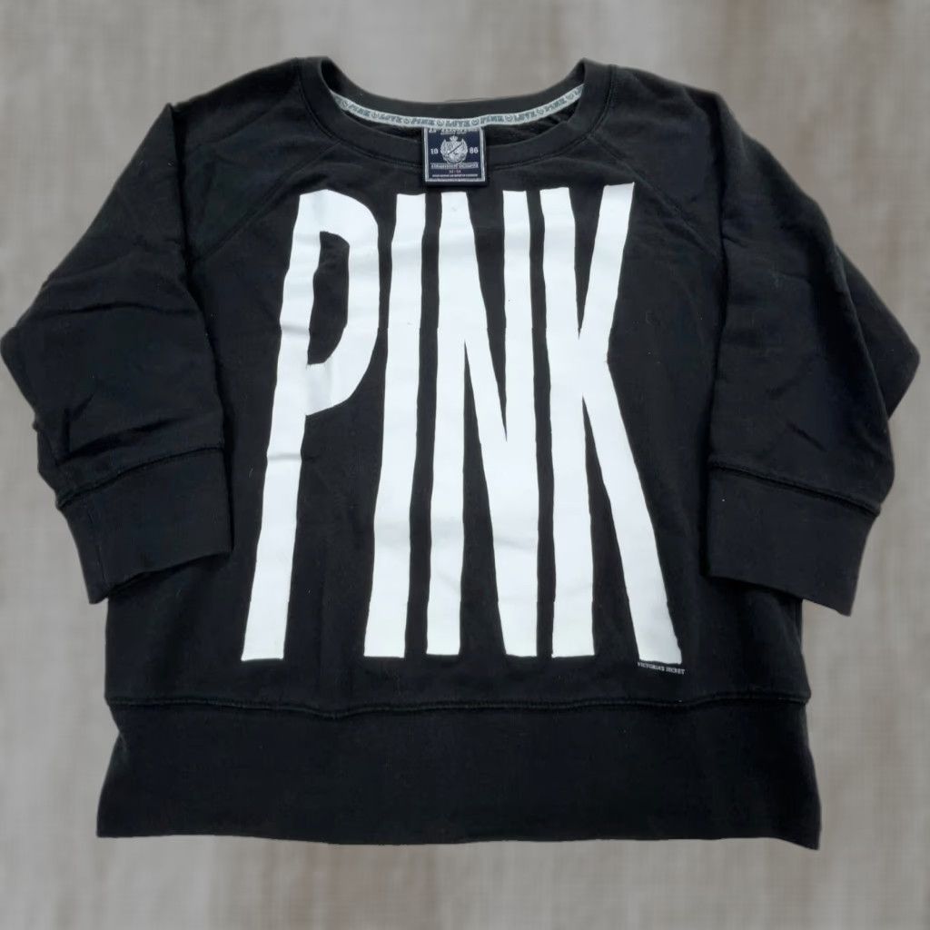 Victoria's Secret VINTAGE Victoria's Secret Pink Sweatshirt Women M Black Crew Neck Sweater VTG Y2K Size M / US 6-8 / IT 42-44 - 1 Thumbnail