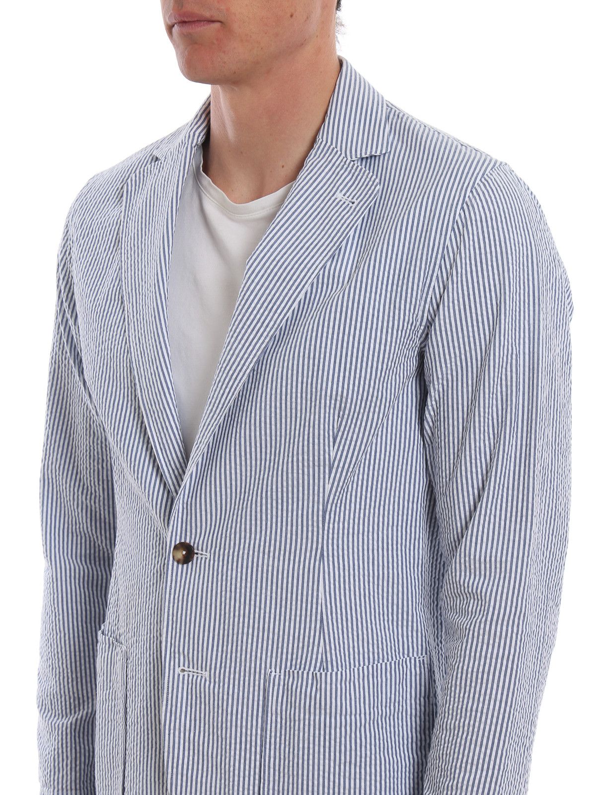 Designer × Lardini LARDINI Egama Striped Cotton Unlined Blazer Jacket Size EU56 Size 46R - 2 Thumbnail