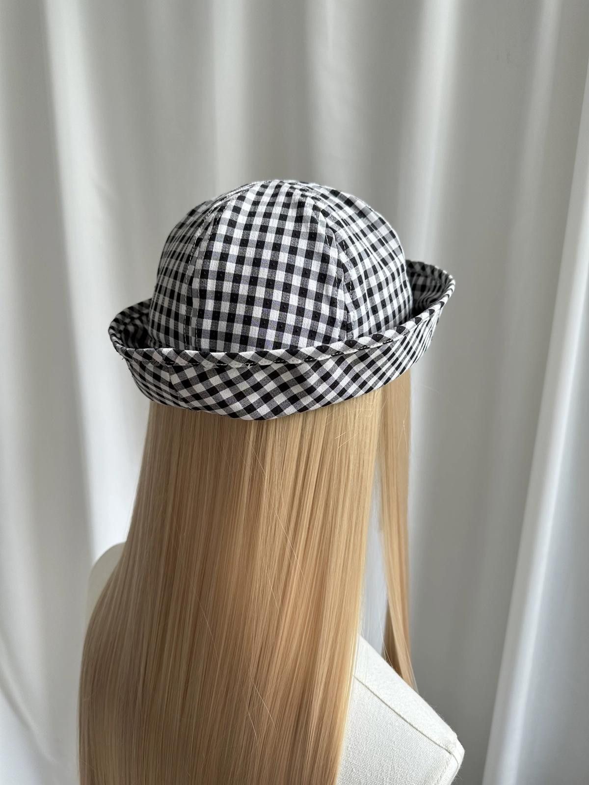 Japanese Brand Retro Black White Plaid Beret Sailor Hat Y2K French Girl OS Size ONE SIZE - 3 Thumbnail