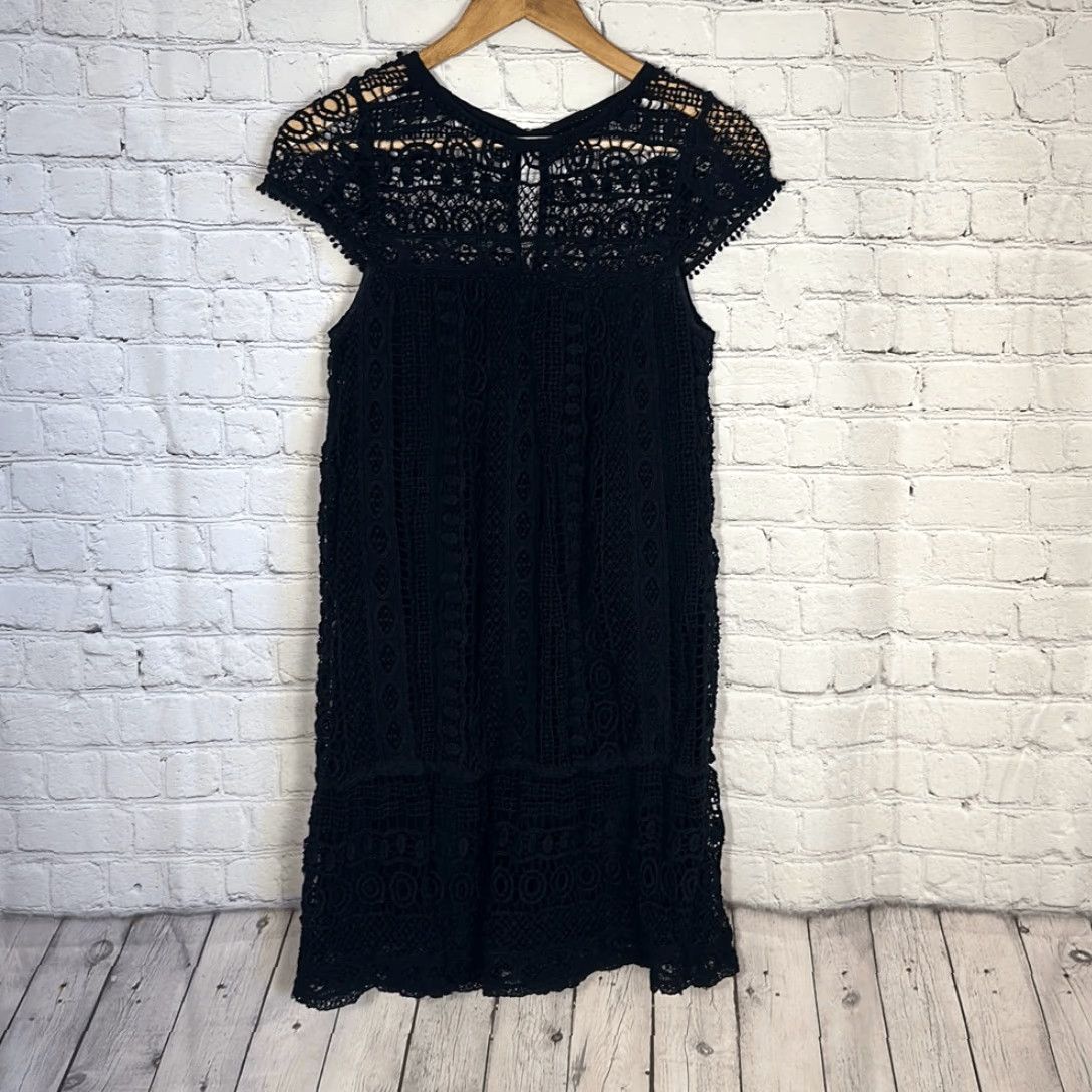 Anthropologie Anthropologie Maeve Dress XS Black Crocheted Lace Lined Party Size XS / US 0-2 / IT 36-38 - 2 Thumbnail