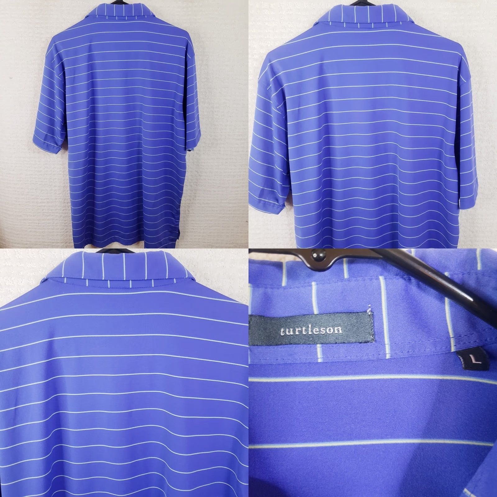 Vintage Turtleson Polo Shirt Mens Large Striped Purple Cobblestone Logo Golf Performance Short Sleeve Size US L / EU 52-54 / 3 - 8 Thumbnail