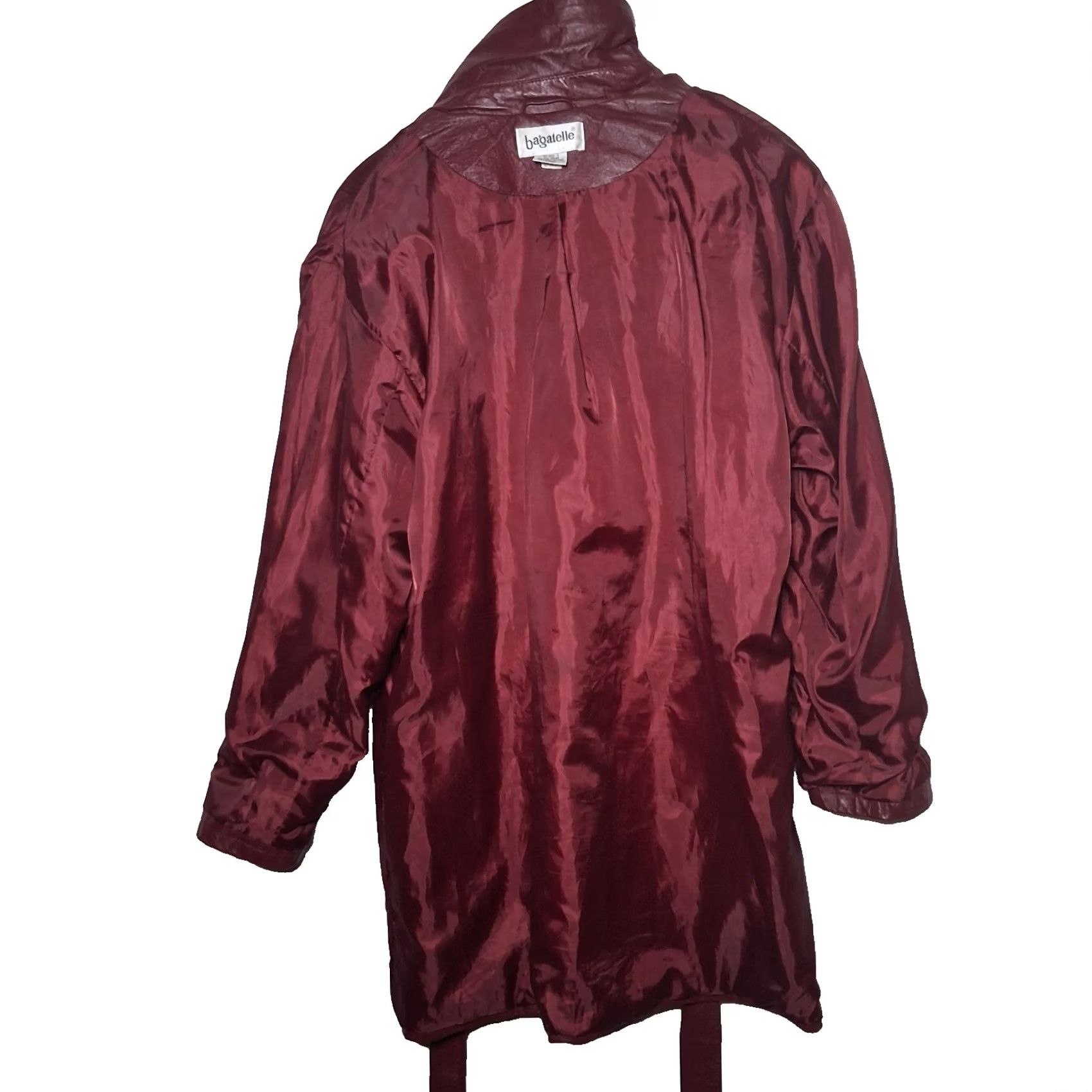 Vintage VINTAGE Bagatelle Jacket Leather Burgundy Button Up Belted Adult Womens Size 18 Size XXL / US 16-18 / IT 52-54 - 5 Thumbnail