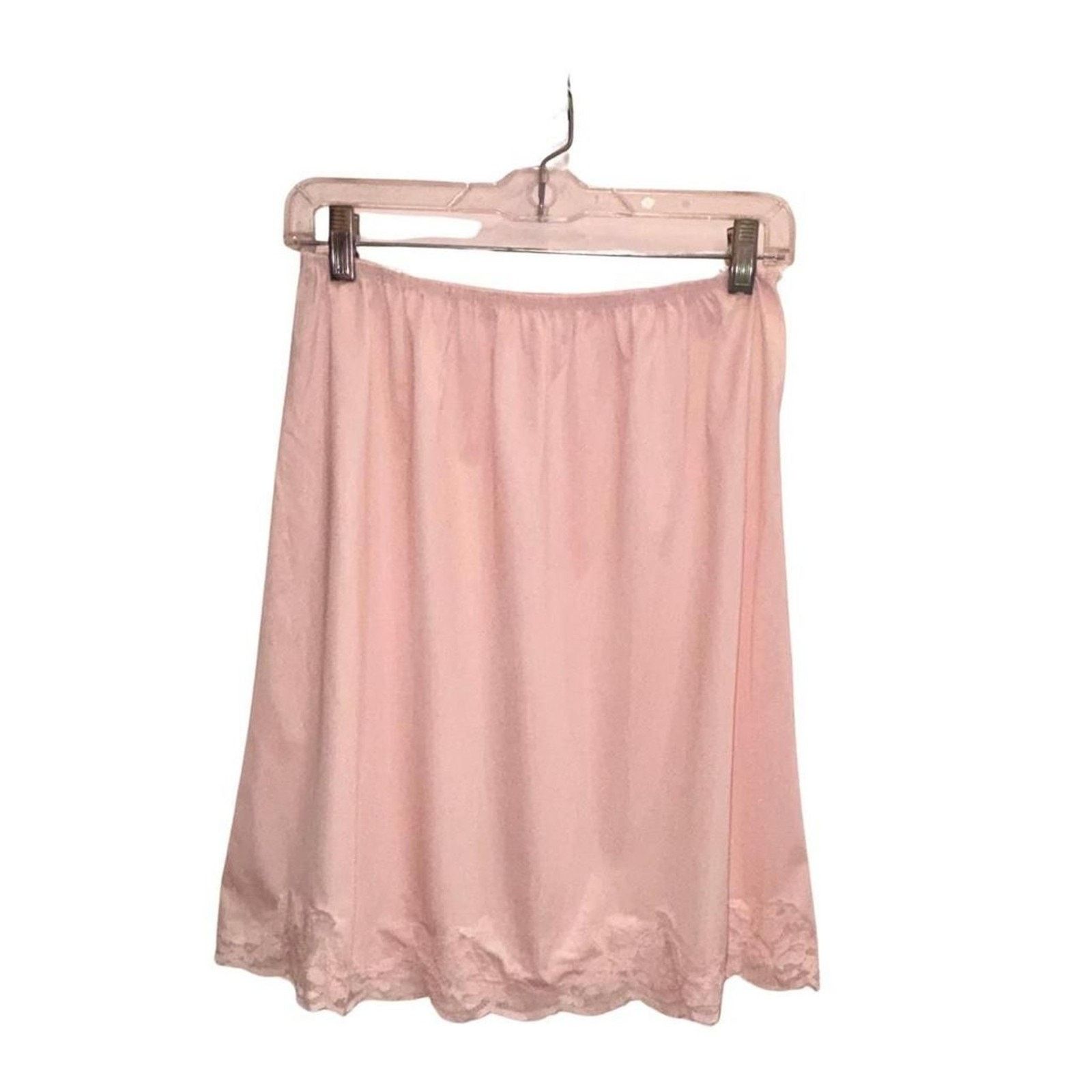 Anthropologie Baby Pink Slip Skirt With Lace Trim Sz L Size 34" / US 12 / IT 48 - 2 Thumbnail
