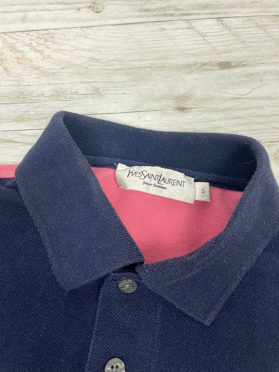 Vintage Yves Saint Laurent Polo Shirt Big Logo YSL Luxury