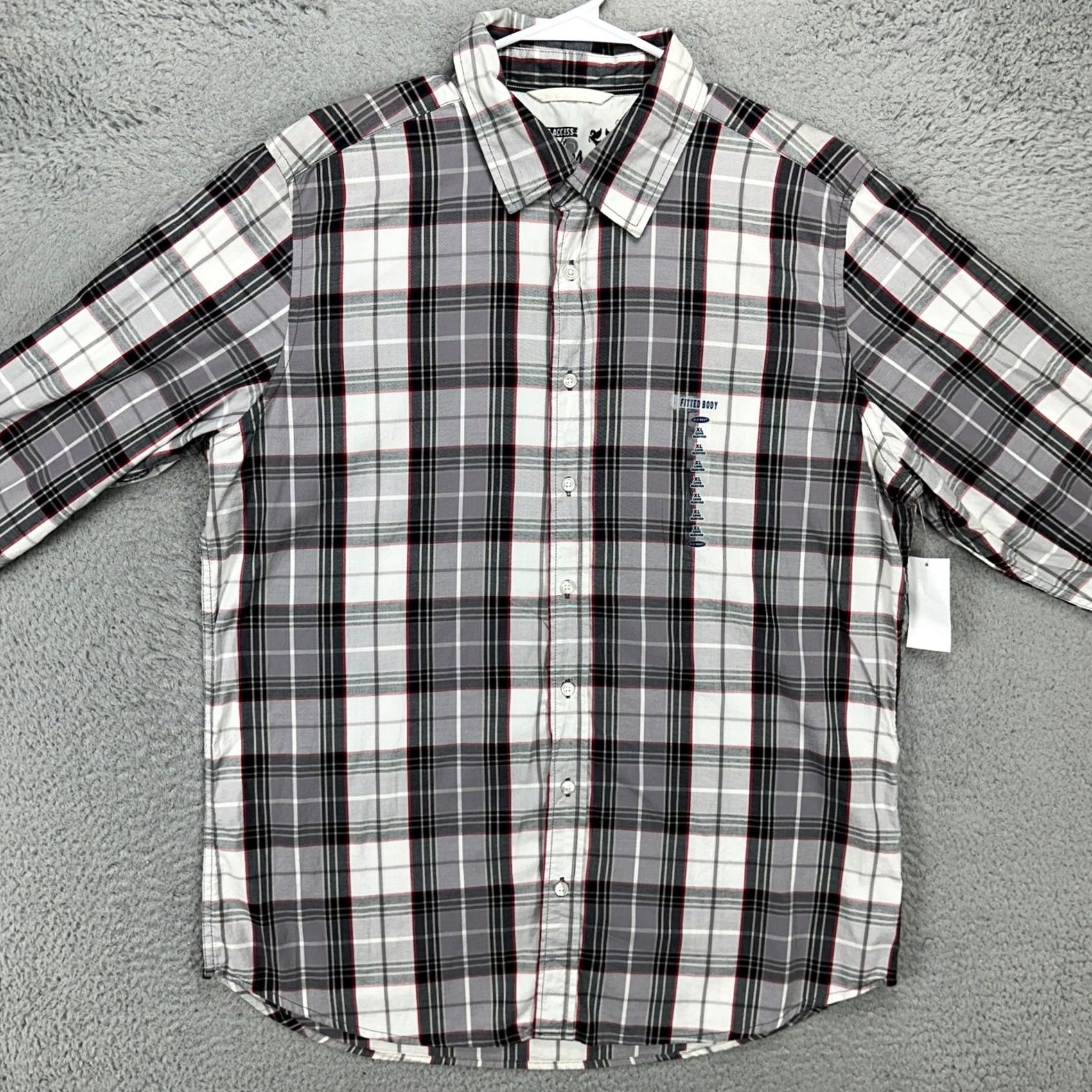 Old Navy Old Navy Shirt Button Up Mens XL Gray White Plaid Long Sleeve Outdoor Cotton NEW Size US XL / EU 56 / 4 - 3 Thumbnail