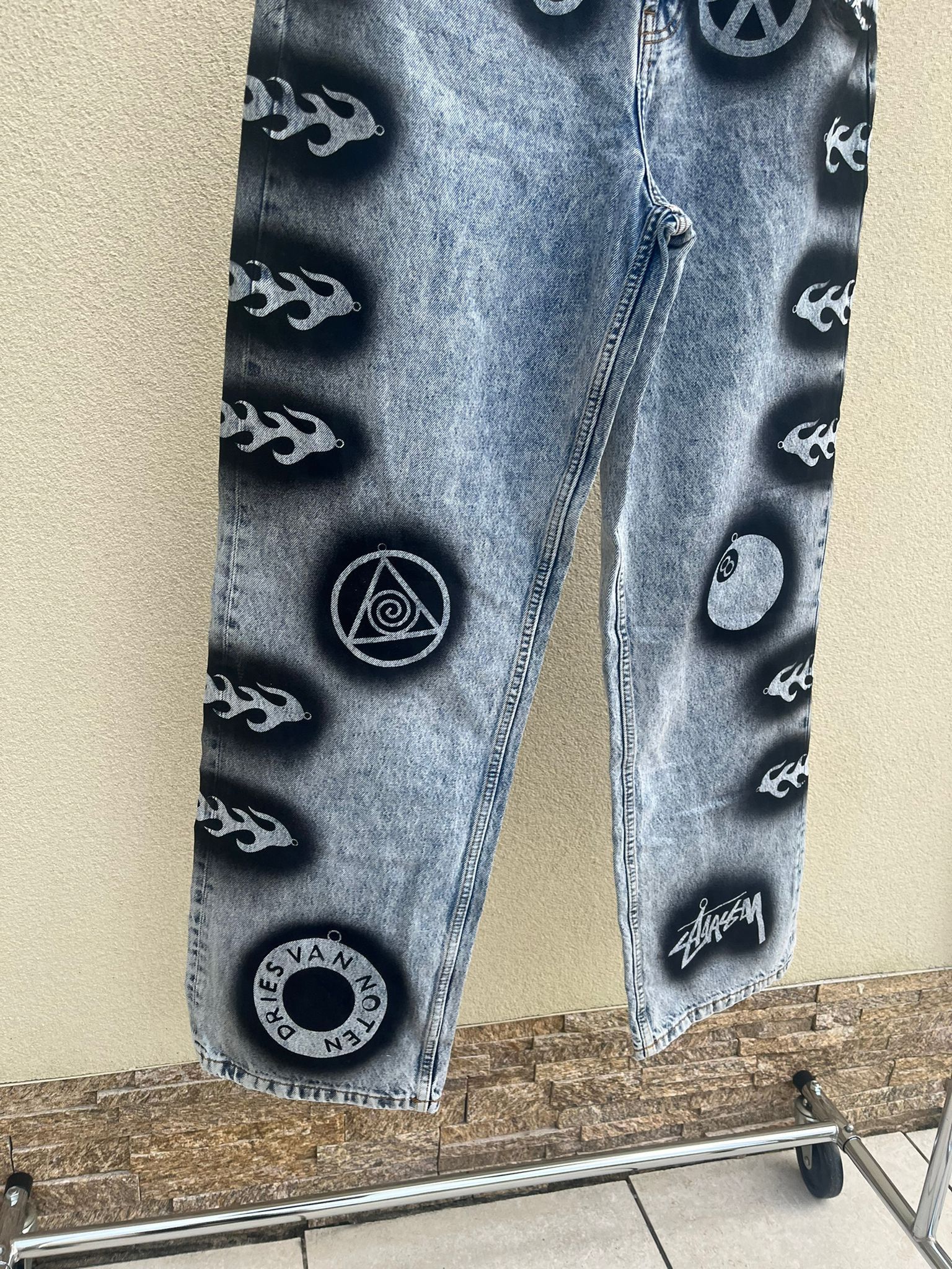 Dries Van Noten × Stussy Stencil Denim in Light Blue Size US 38 / EU 54 - 3 Thumbnail
