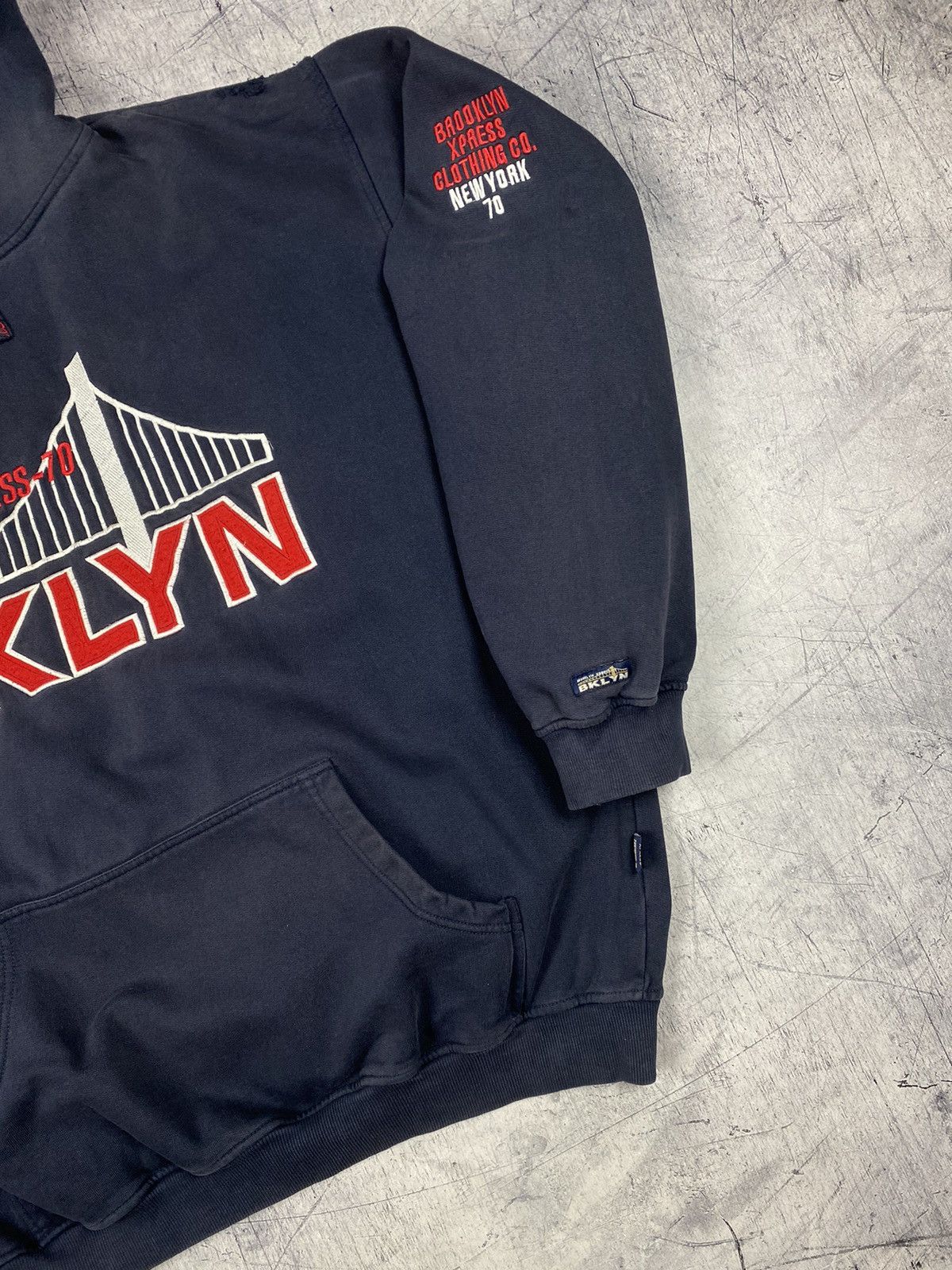 Vintage Vintage 90s Brooklyn New York Distressed Rap Hoodie Size US XXL / EU 58 / 5 - 3 Thumbnail