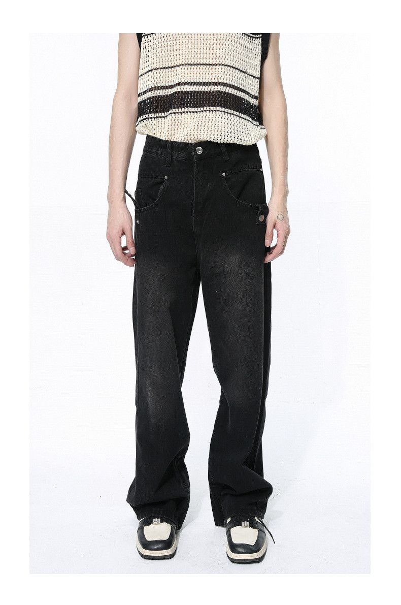 Japanese Brand × Jean Straight wide-leg black denim trousers Size US 32 / EU 48 - 1 Thumbnail