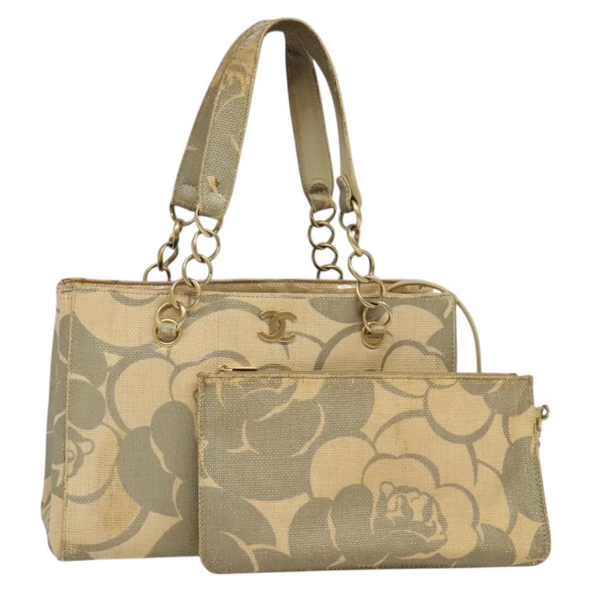 Chanel CHANEL Camelia Chain Tote Bag Straw Beige CC Size ONE SIZE - 1 Thumbnail
