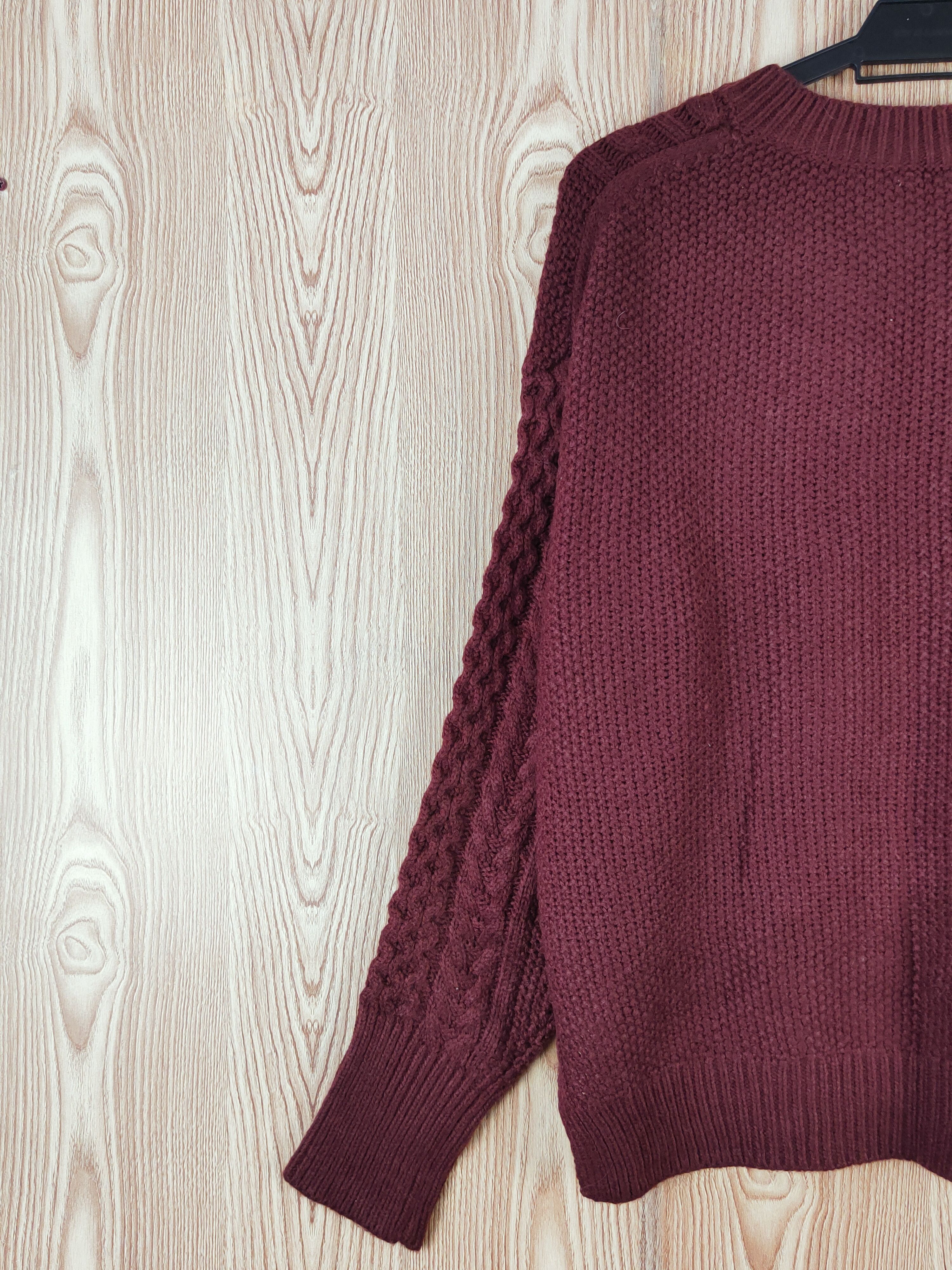Aran Isles Knitwear × GU × Japanese Brand GU Maroon cable Knitwear Sweatshirts #W731 Size L / US 10 / IT 46 - 8 Thumbnail