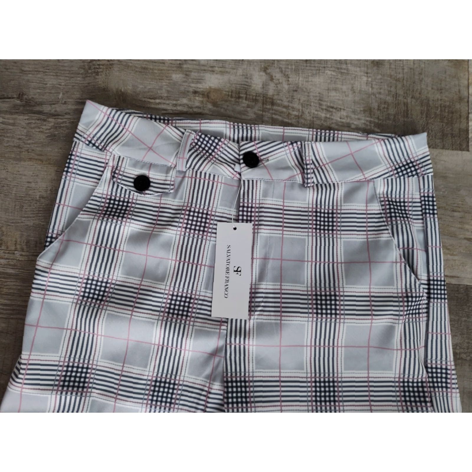 Vintage Salvatore franco Slim Fit Trousers Check Polyester With Gray NWT M Pants Women Slim Inseam See Photos Size 32" / US 10 / IT 46 - 5 Thumbnail