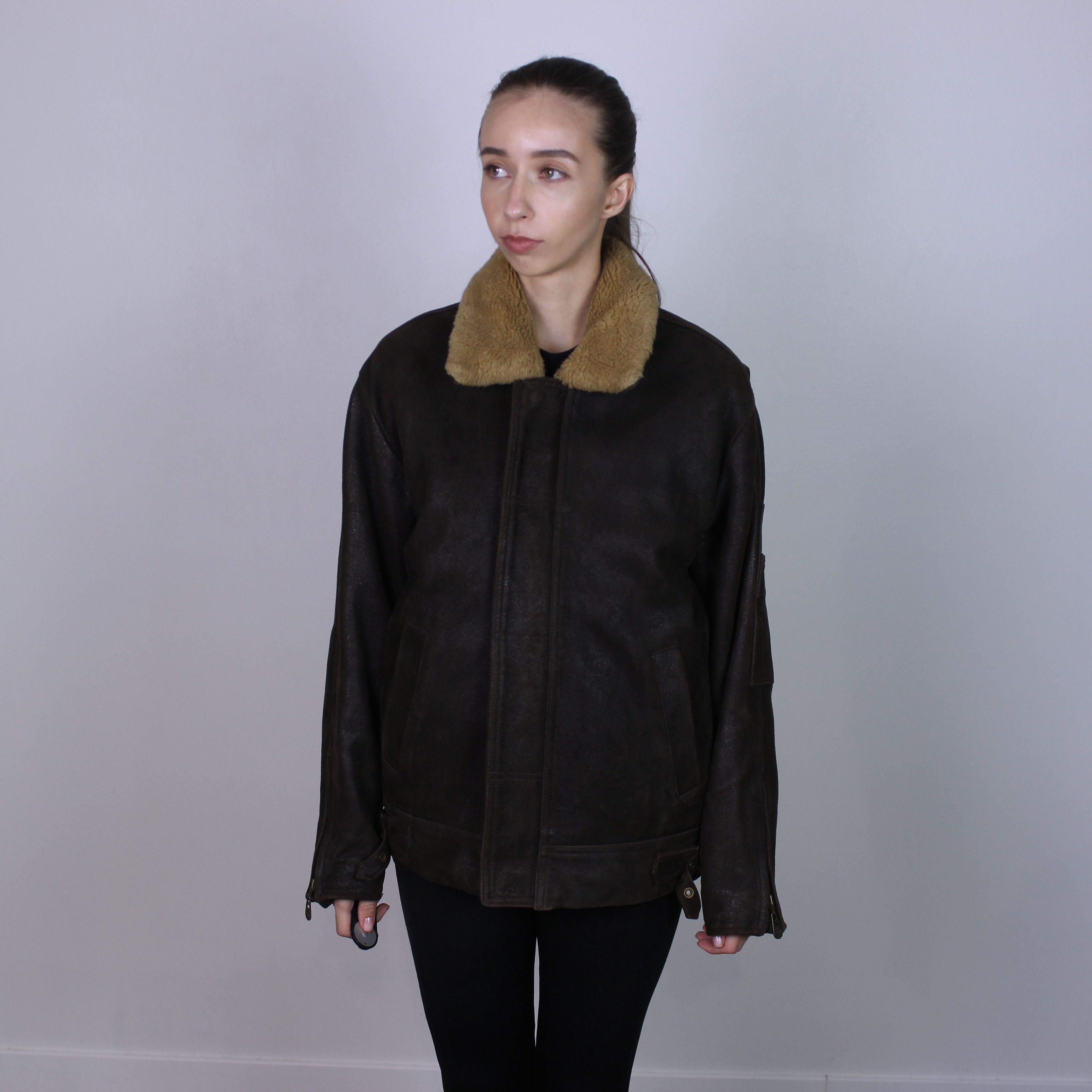 Leather Bassett heavy vintage aviator leather jacket winter M Size M / US 6-8 / IT 42-44 - 20 Thumbnail