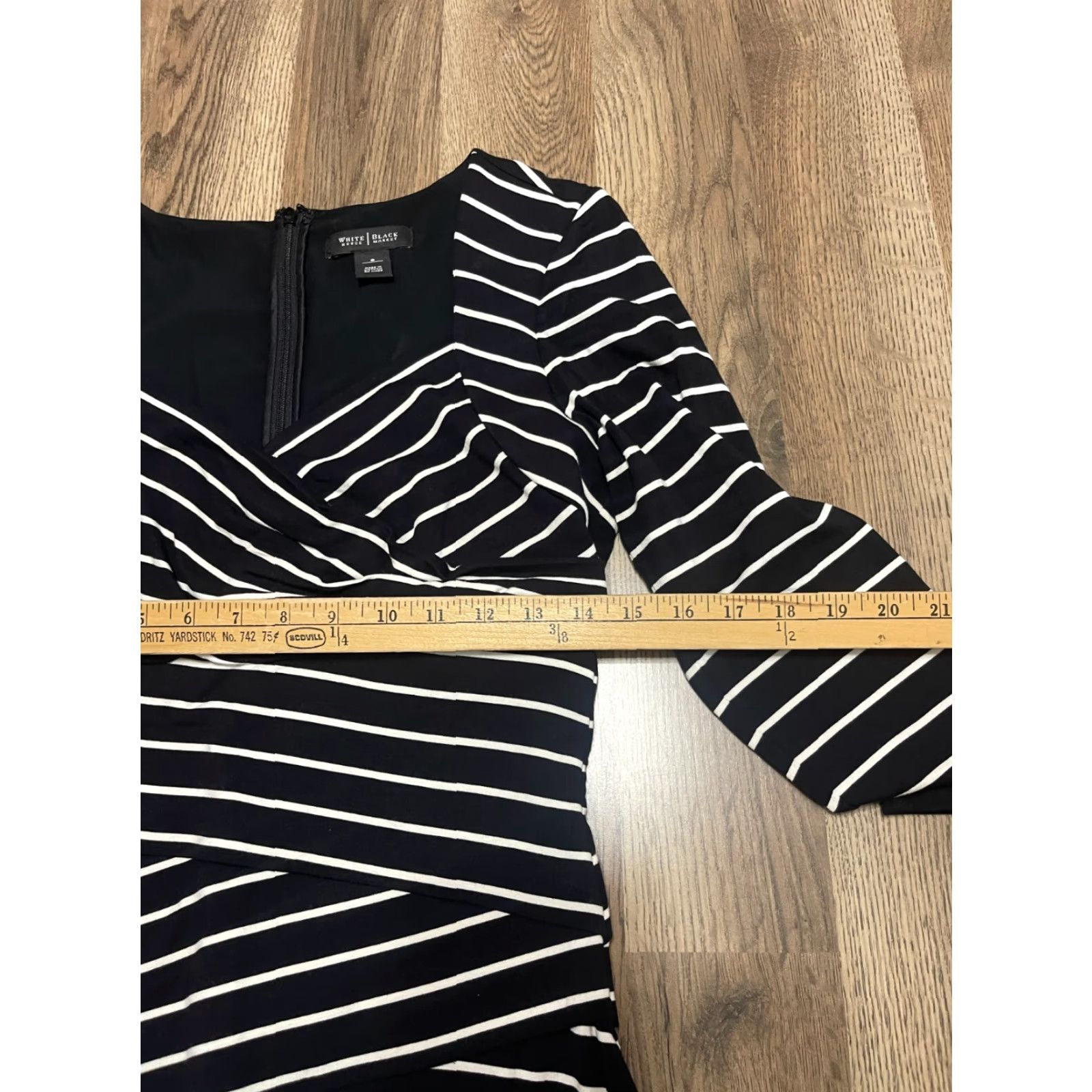 White House Black Market White House Black Market Dress Women's Size 8 Black Striped V-Neck Size M / US 6-8 / IT 42-44 - 4 Thumbnail