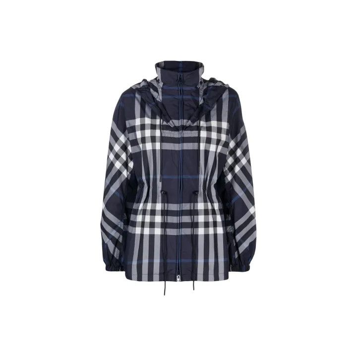 Burberry Burberry FW22 Blue Plaid High-Neck Jacket 0079 Size S / US 4 / IT 40 - 1 Thumbnail