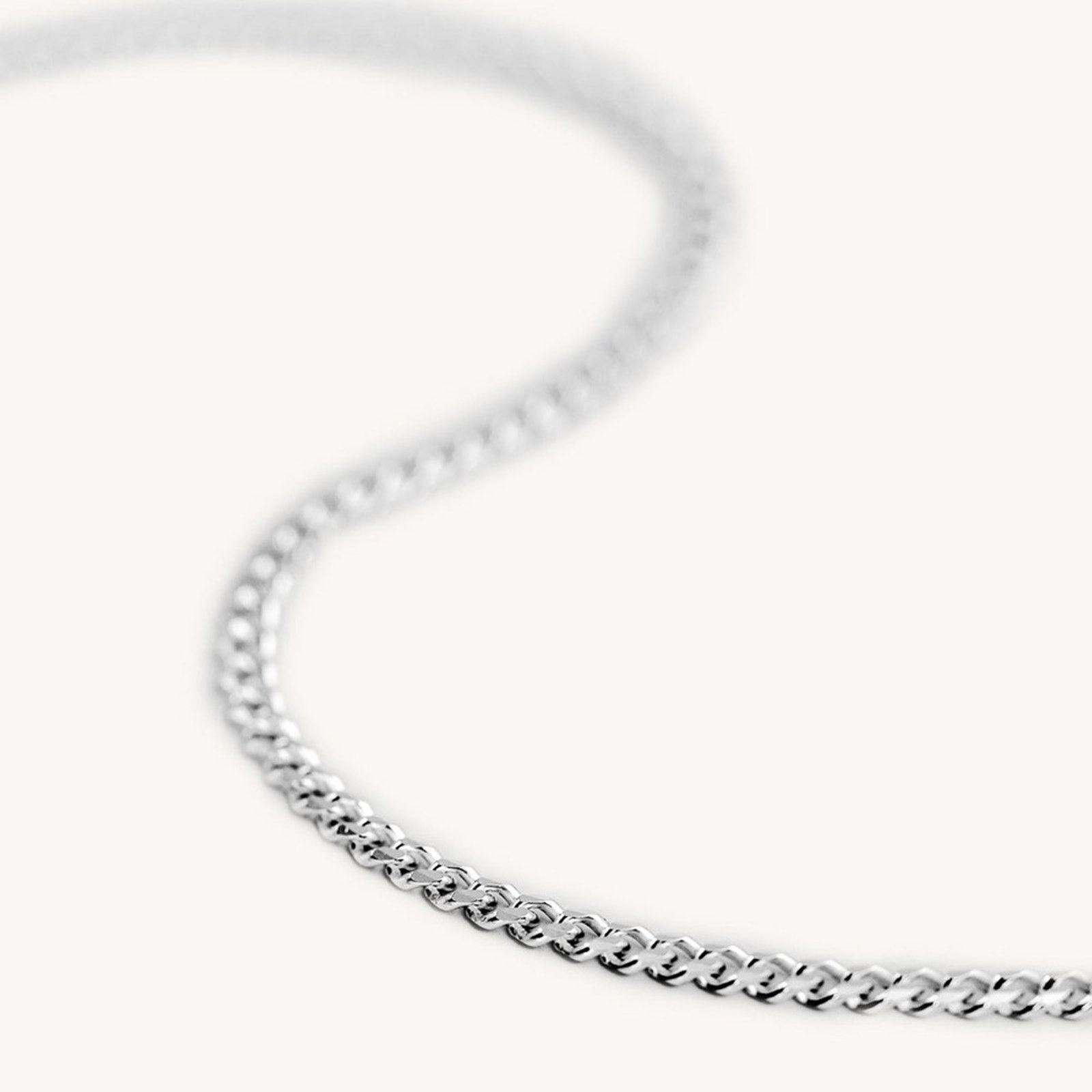 Sterling Silver NEW .925 Solid Silver 18” Chain Cuban Link Diamond Necklace Size ONE SIZE - 12 Thumbnail