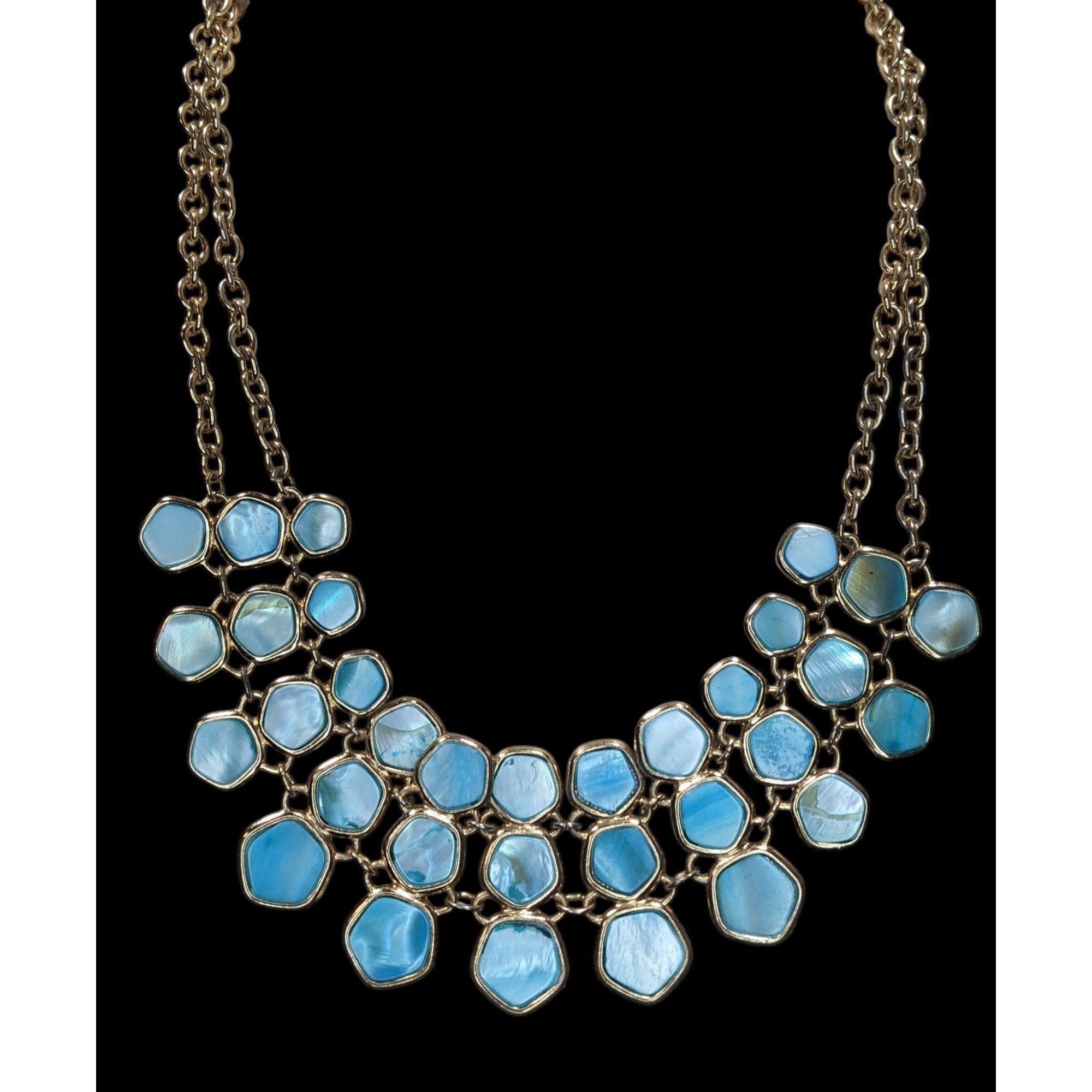 Other Mermaidcore Glam Statement Gold-Tone Necklace With Blue Shel Size ONE SIZE - 1 Thumbnail