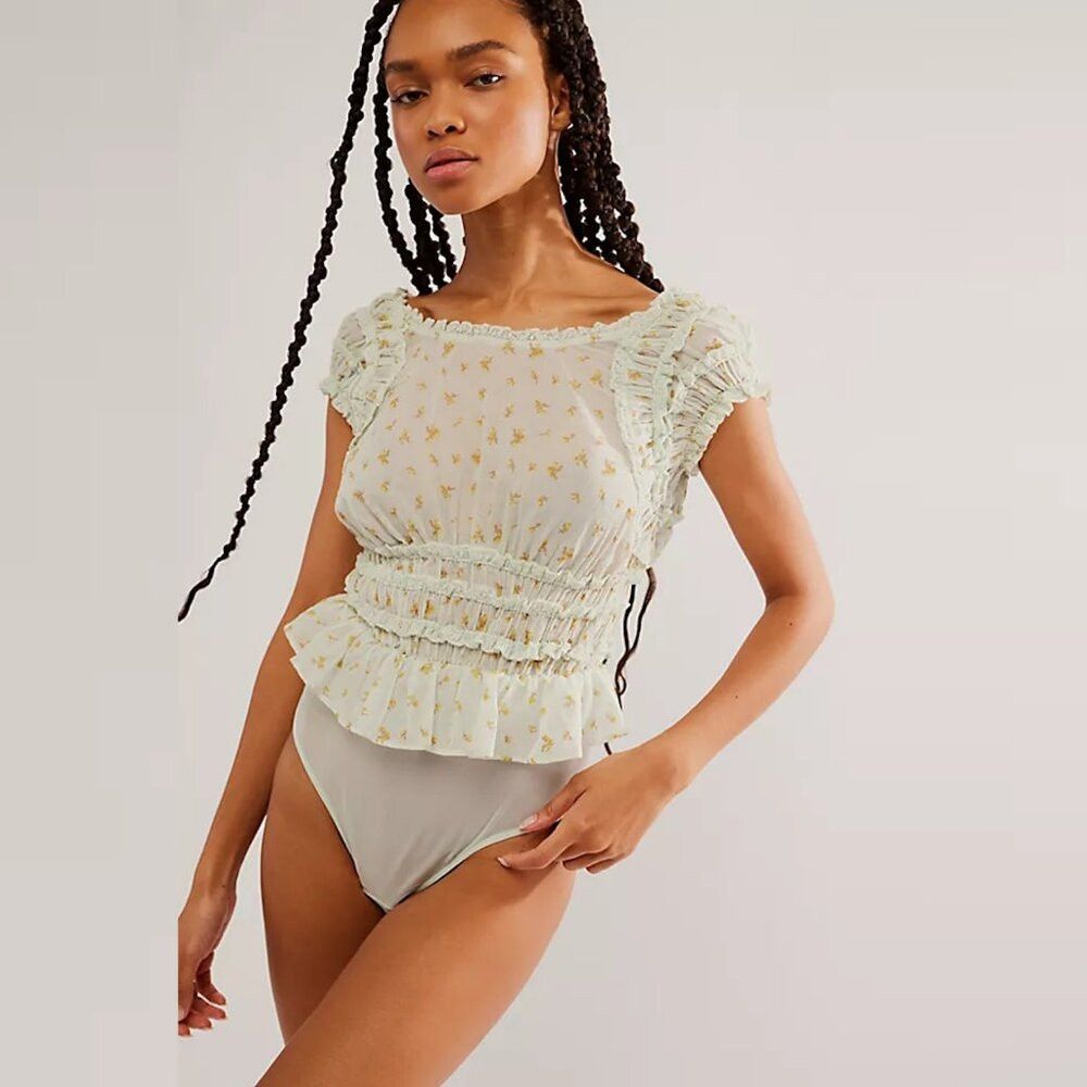 Free People NWT New Free People Light Green Feel Good Bodysuit Size M Size M / US 6-8 / IT 42-44 - 1 Thumbnail