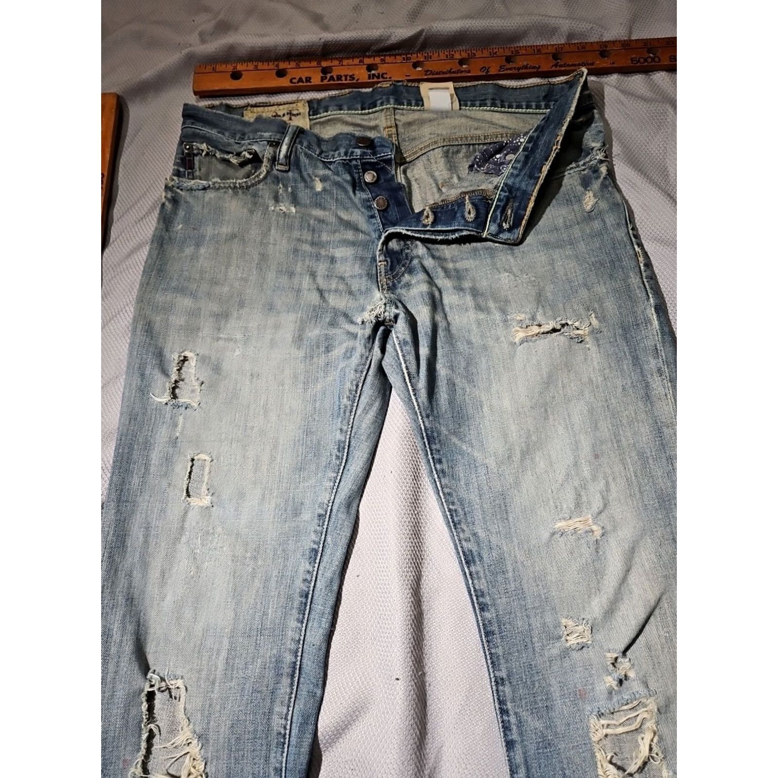 Abercrombie & Fitch VINTAGE Abercrombie & Fitch Jeans Men 32x34 Low Slim Straight ButtonFly Thrashed Y2k Grunge Size US 32 / EU 48 - 2 Thumbnail