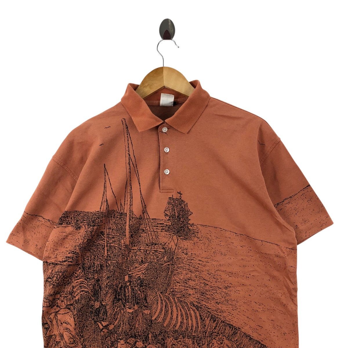 Vintage Vintage Modigliani Italy Art Logo AOP Polos Size L Size US L / EU 52-54 / 3 - 2 Thumbnail