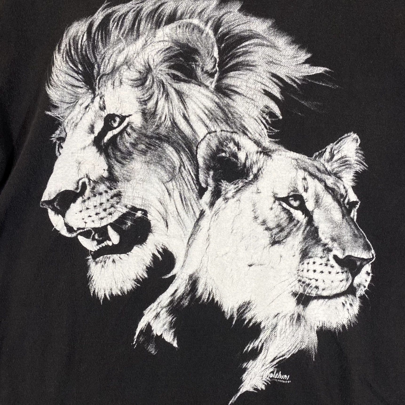 Vintage VINTAGE Lion Shirt Mens L White Cotton Zebra Theme Graphic Tee Short Sleeve Crew Neck Single Stitch Lion Country Safari Graphic T-Shirt Men M/L Size US L / EU 52-54 / 3 - 2 Thumbnail