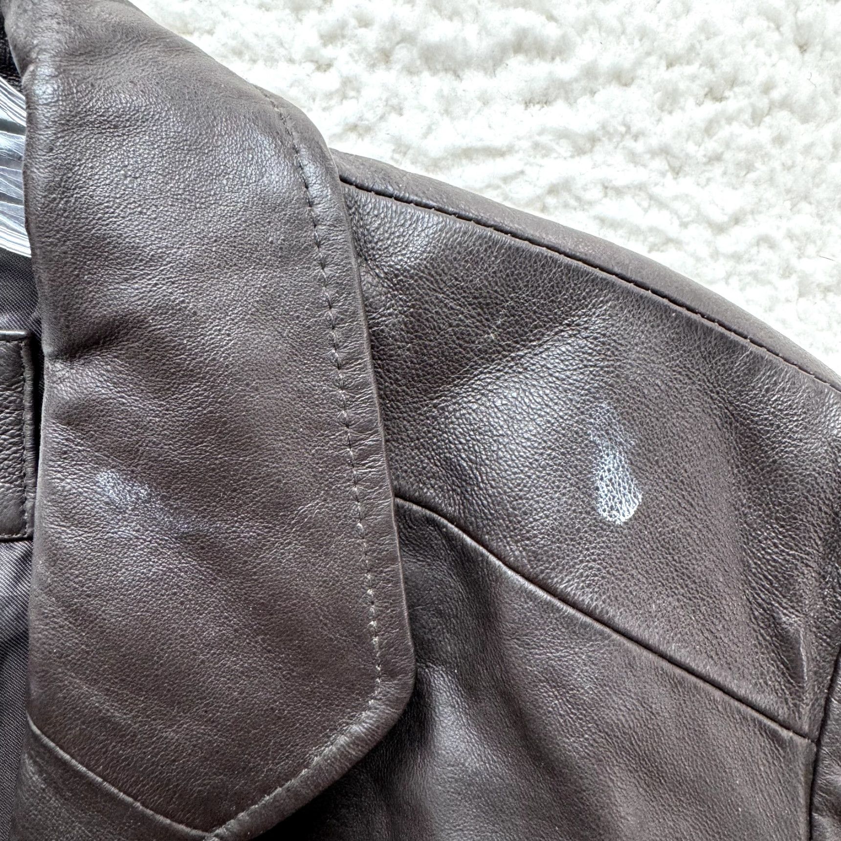 Vintage VINTAGE Y2K Brown Leather Jacket Womens Large XL Button Chic Minimalist Grunge Jacket Size L / US 10 / IT 46 - 4 Thumbnail
