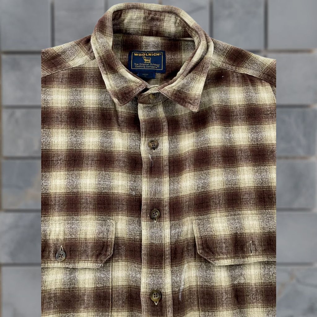 Vintage Woolrich Shirt Mens Medium Brown Plaid Flannel Button Up Collared Pockets Size US M / EU 48-50 / 2 - 1 Thumbnail
