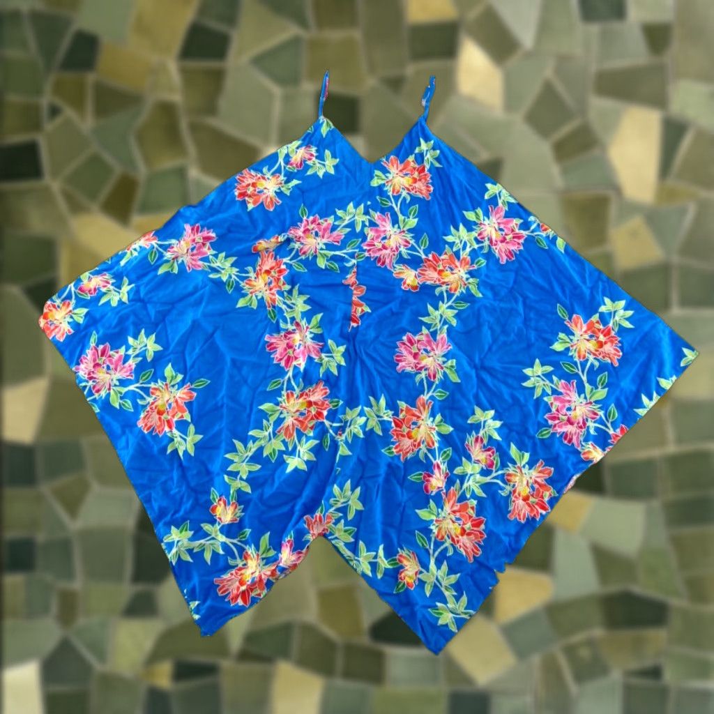 Tommy Bahama Tommy Bahama Romper Women's L-XL Floral Hawaiian Tropical Rayon Sleeveless V-Neck Pullover Blue Green Pink Asymmetrical 100% Rayon Size 36" / US 14 / IT 50 - 1 Thumbnail