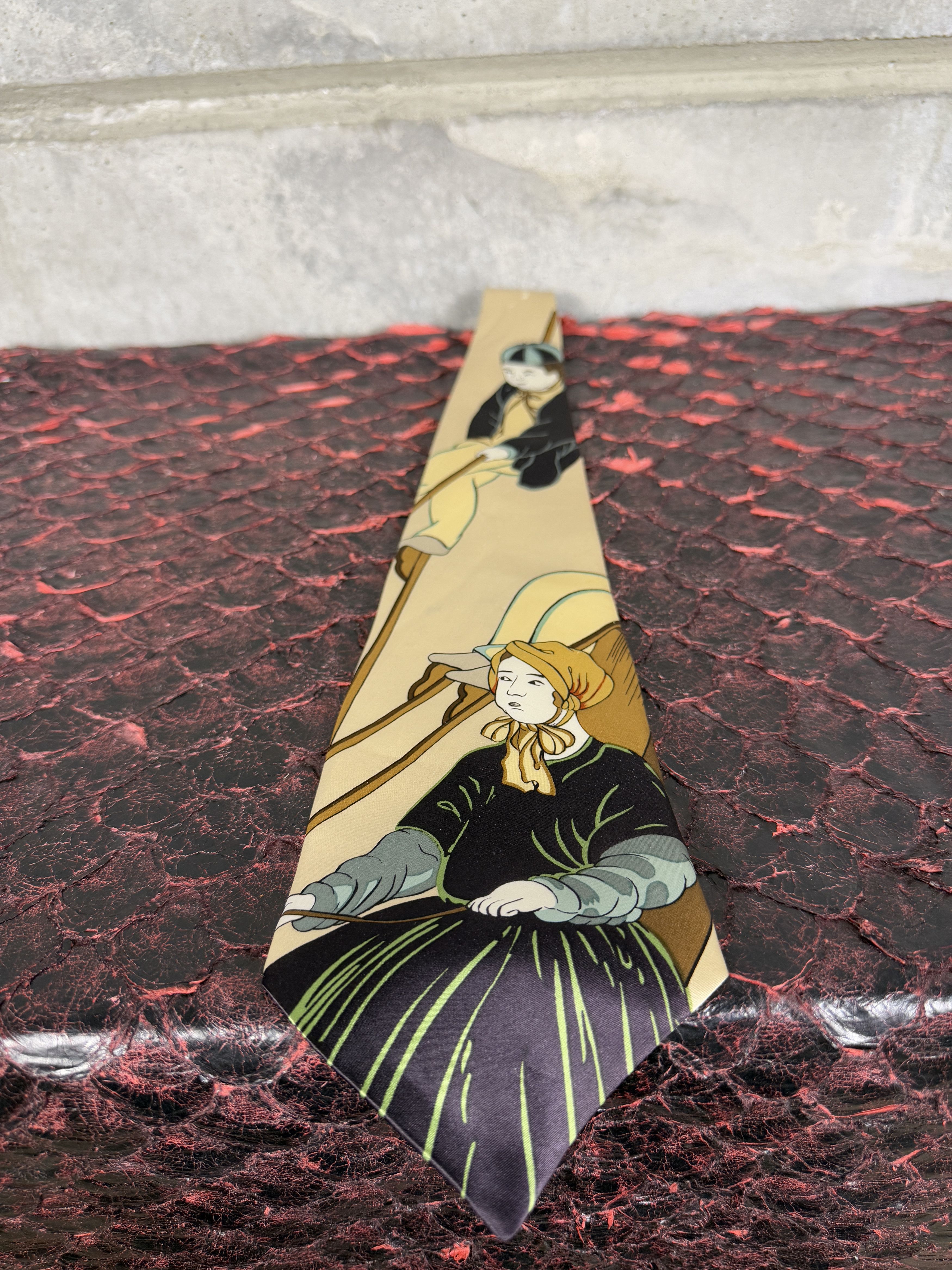 Yohji Yamamoto Yohji Yamamoto Pour Homme 95AW Rokumeikan Silk Tie Size ONE SIZE - 2 Thumbnail
