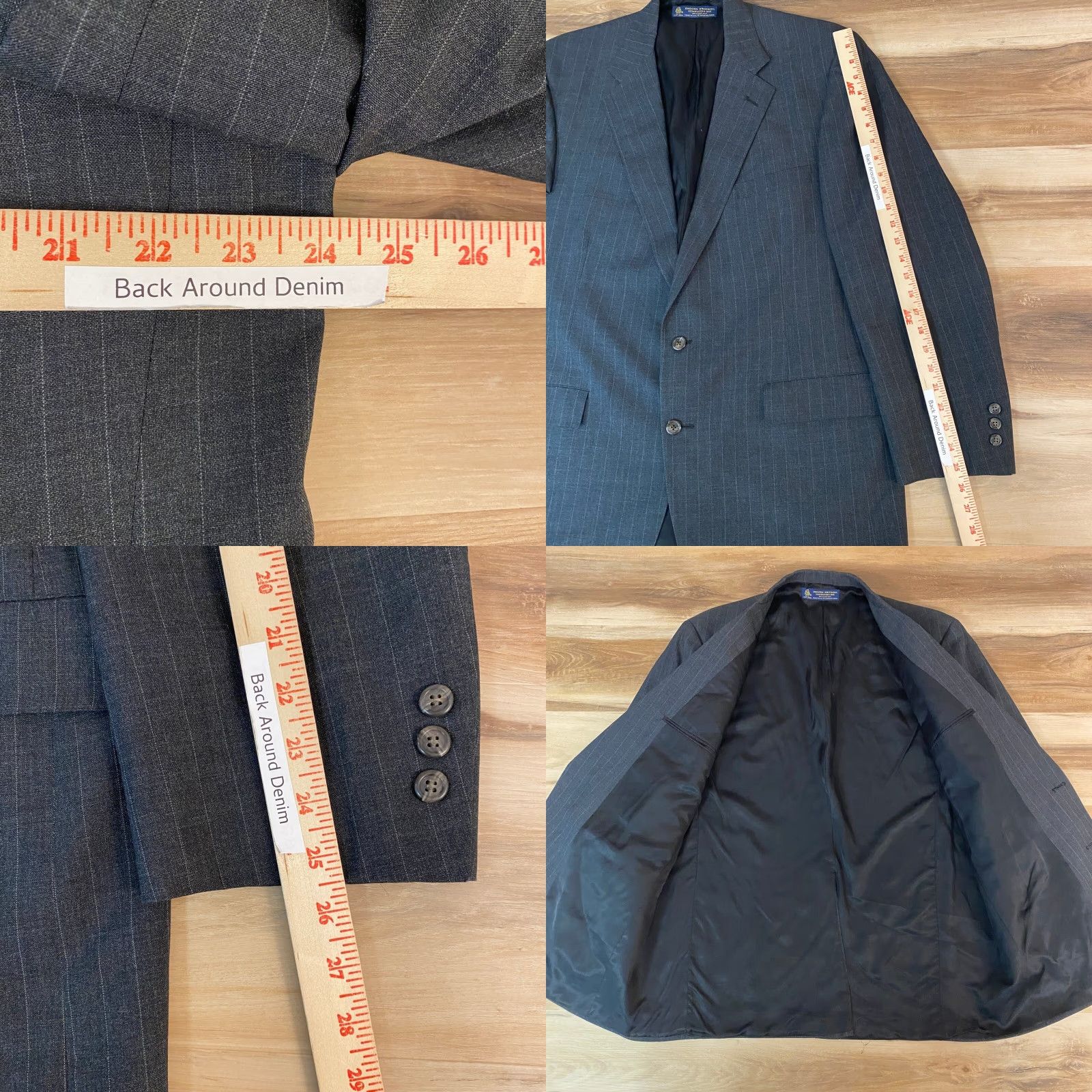 Brooks Brothers VINTAGE Brooks Brothers Sport Jacket Mens 46L Pinstripe Blazer Two Button Wool Gray Striped Business Formal Size 46R - 8 Thumbnail