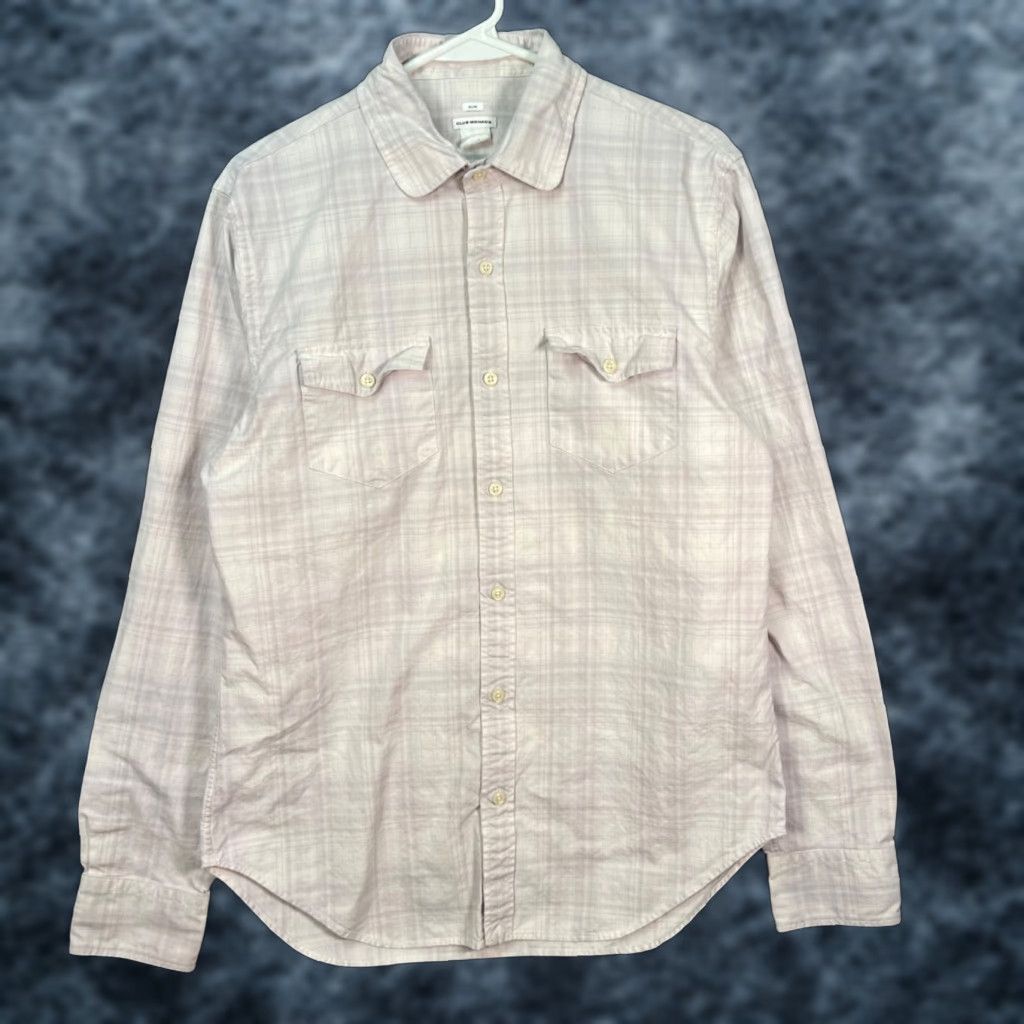 Club Monaco Club Monaco Mens Medium Slim Fit Plaid Button-Up Shirt Pink Long Sleeve Size US M / EU 48-50 / 2 - 1 Thumbnail