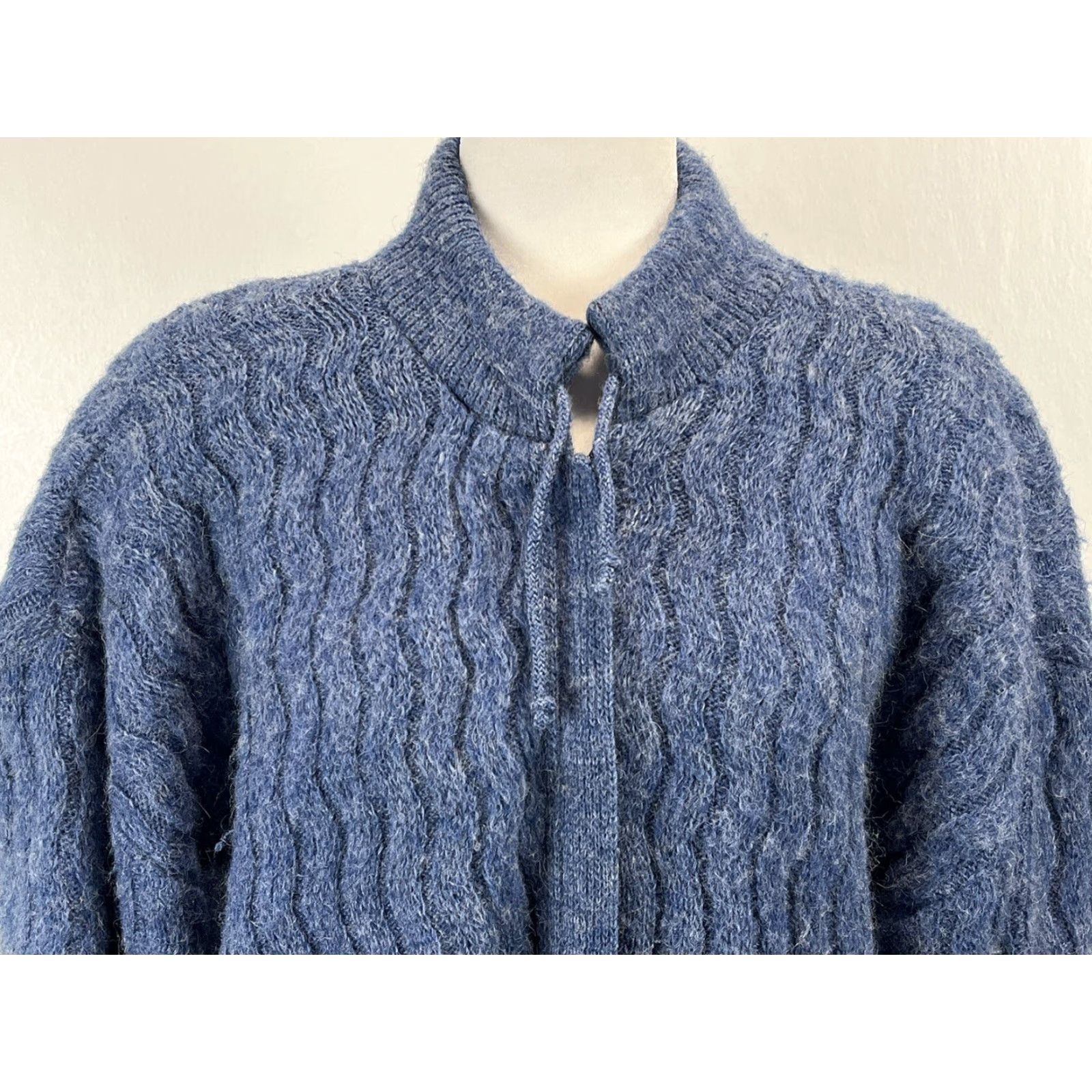 Vintage VINTAGE Tundra 80s Wool Sweater Jacket Womens XL Blue Lined Shoulder Pads Size XL / US 12-14 / IT 48-50 - 5 Thumbnail
