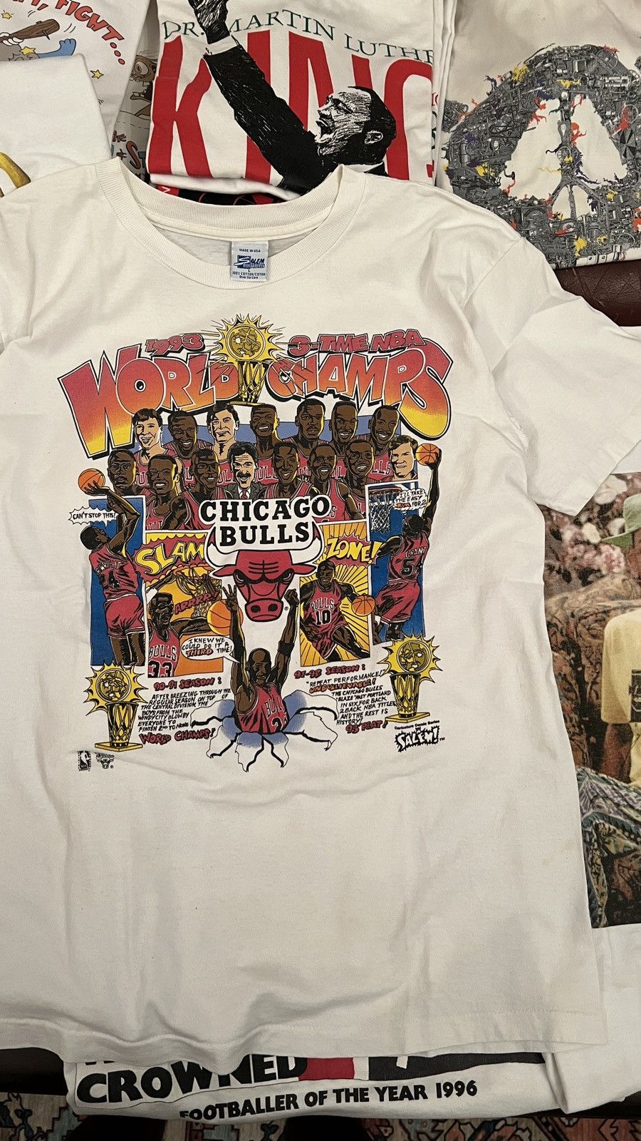 NBA × Salem Sportswear × Vintage Vintage Chicago Bulls NBA World Champions 1993 3-peat Size US XL / EU 56 / 4 - 5 Thumbnail