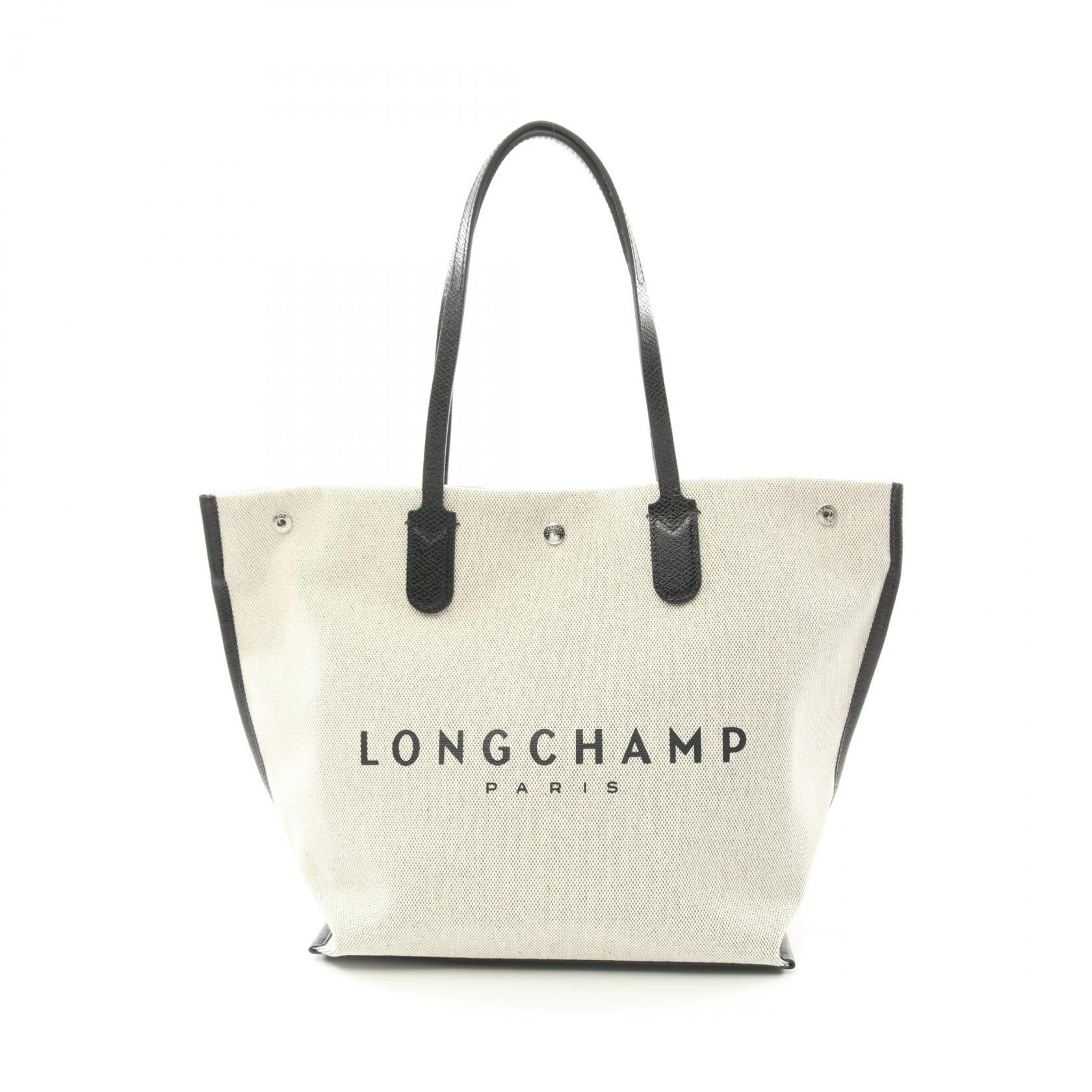 Longchamp Longchamp Essential L Handbag Tote Bag Fabric Leather Beige Black Size ONE SIZE - 1 Thumbnail