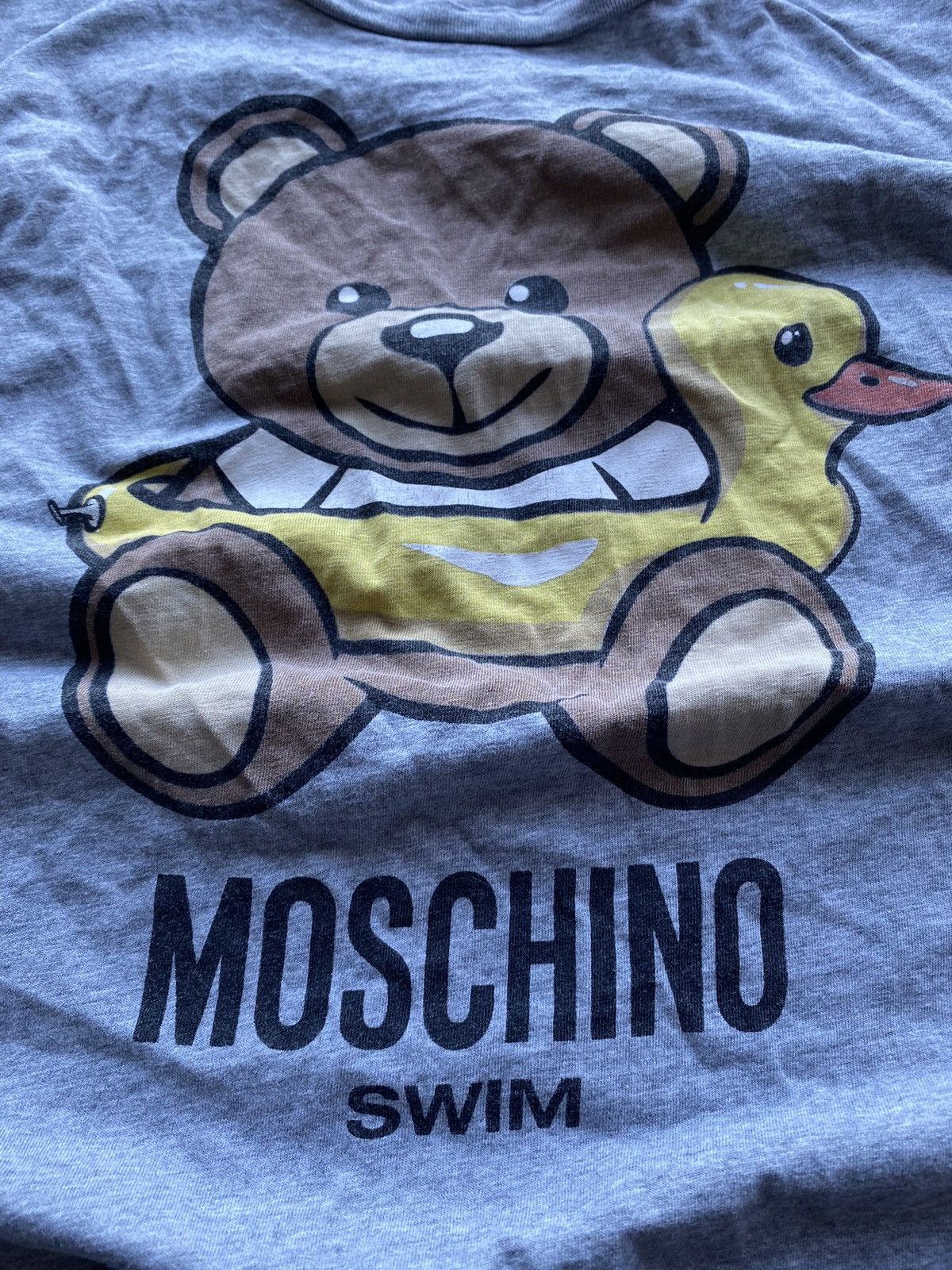 Moschino × Vintage 90s Love Moschino Bear Swim Gray Womens Sexy T Shirt Top M Size M / US 6-8 / IT 42-44 - 2 Thumbnail