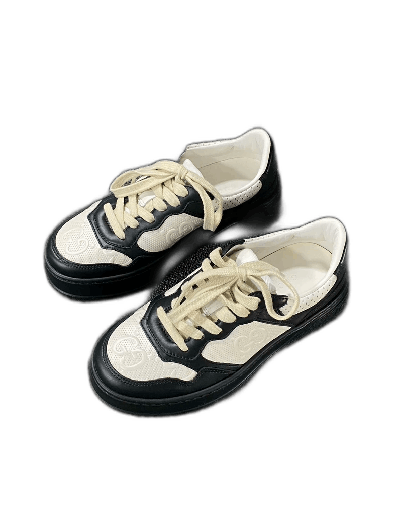 Gucci Black and White Printed Sneakers by Gucci Size US 8 / IT 38 - 1 Thumbnail