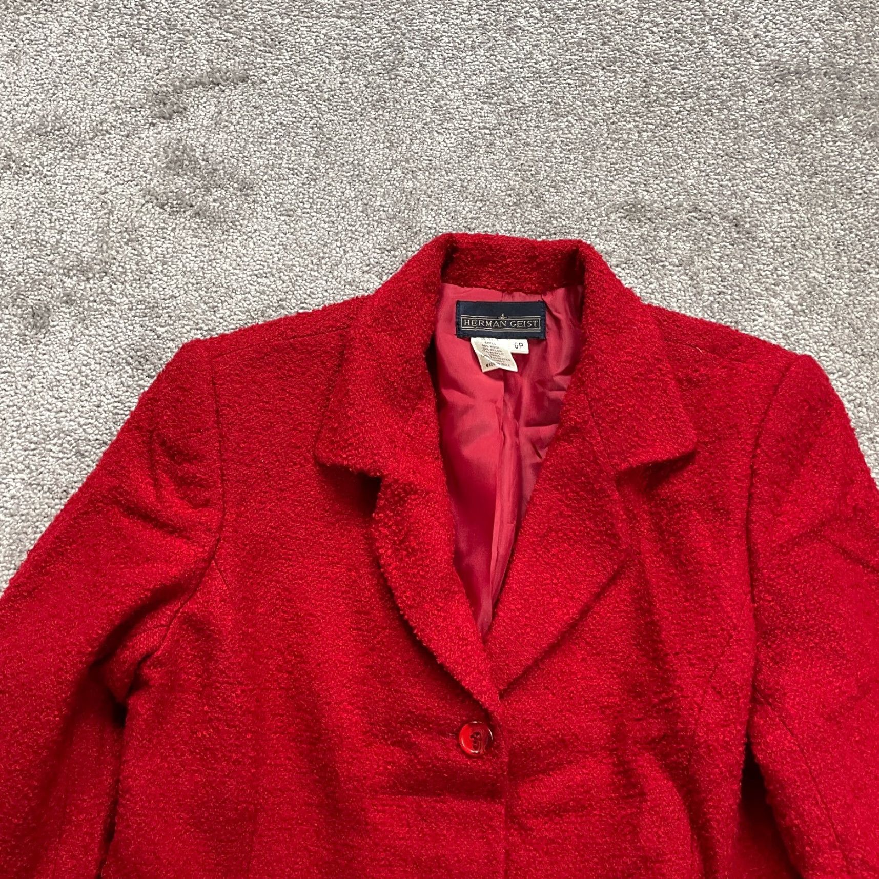 Vintage VINTAGE Herman Geist Blazer Suit Coat Womens 6P Red Tweed Single Breasted Work Size M / US 6-8 / IT 42-44 - 3 Thumbnail