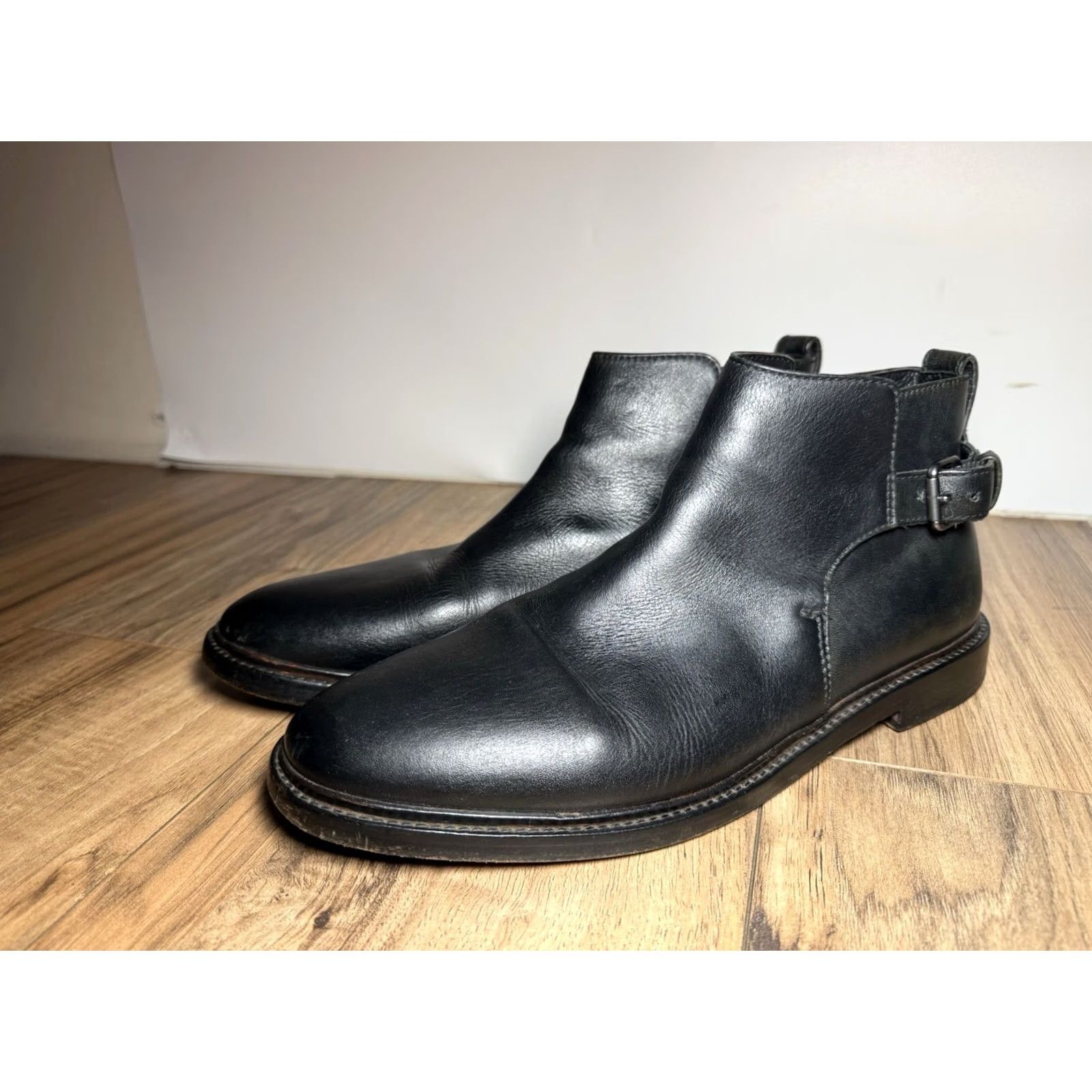 Coach Coach G1396 Fine Grain Leather Ankle Boots Black Buckle Chelsea Men’s Size 9.5 D Shoe Size US 10 / EU 43 - 2 Thumbnail