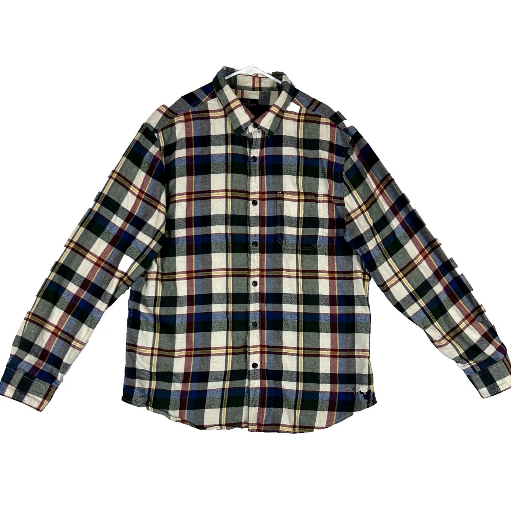 American Eagle Outfitters American Eagle Button-Up Flannel Shirt Mens XL Plaid Long Sleeve Relaxed Fit Multicolor Plaid Top Size US XL / EU 56 / 4 - 2 Thumbnail