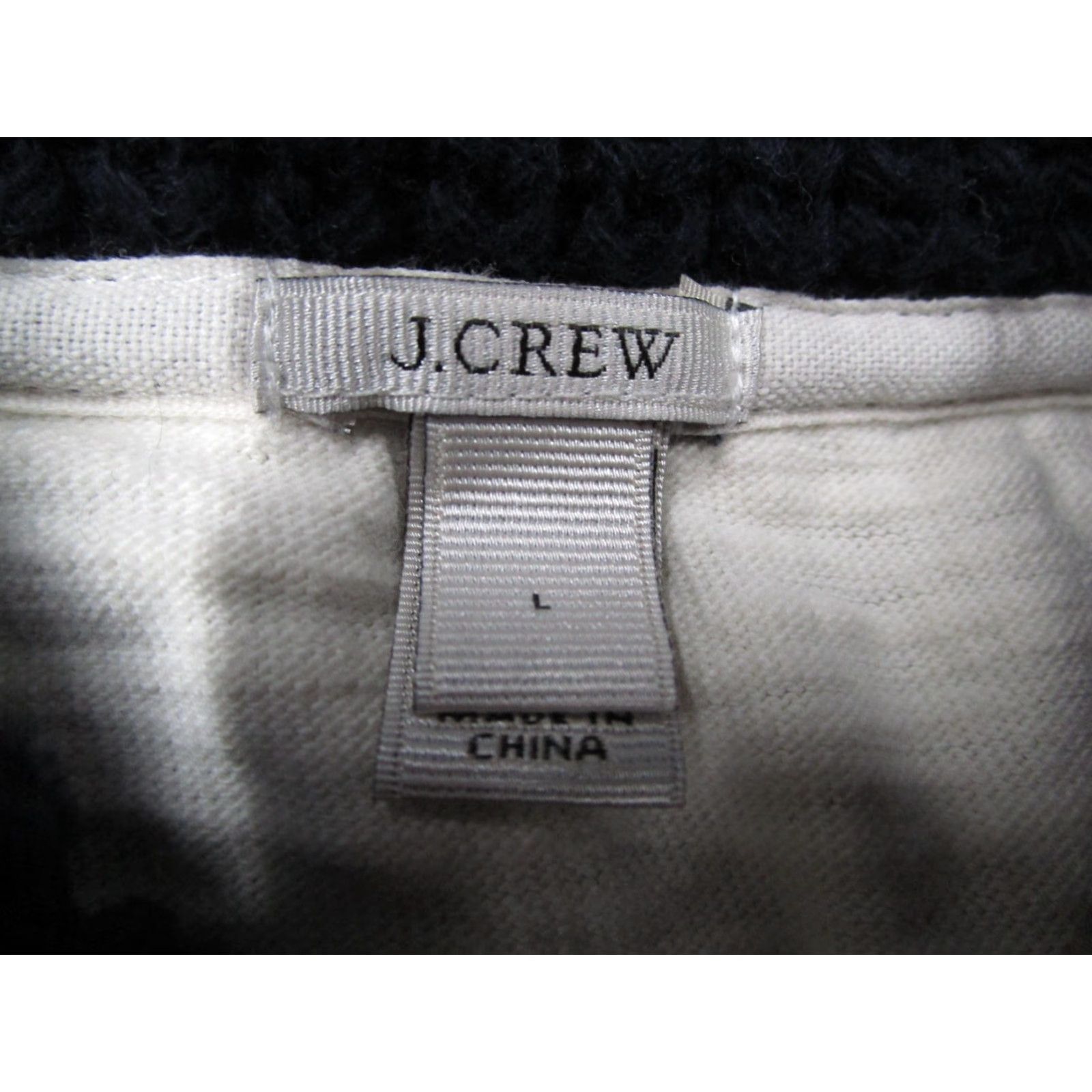 J.Crew VINTAGE? No — ignore. J.CREW Sweater Womens Large Black White Striped Shawl Collar Cotton Pullover Size L / US 10 / IT 46 - 3 Thumbnail