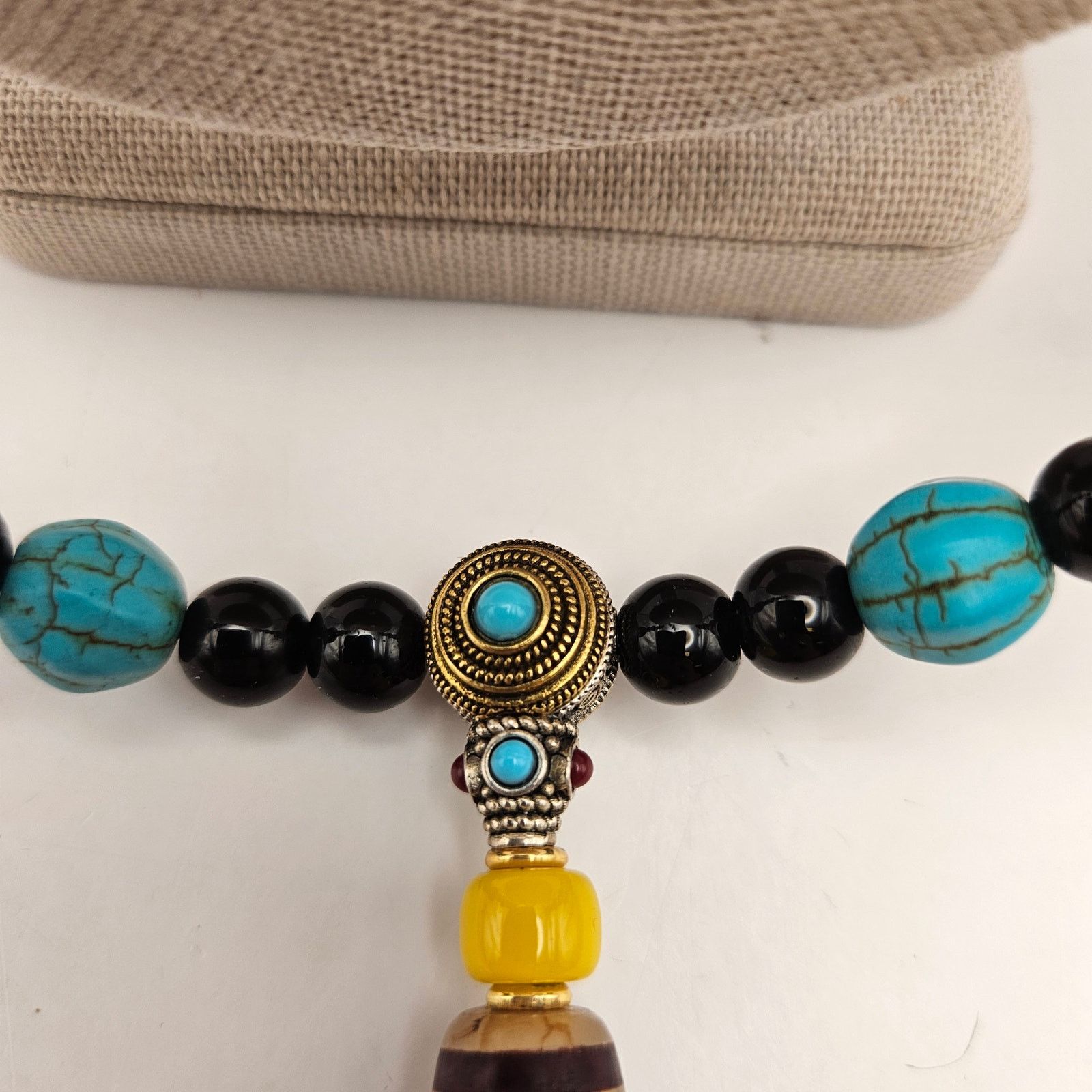 Other TIBETAN DZI BEAD NECKLACE BRACELET NECKLACE BLACK ONYX TURQ. Size ONE SIZE - 3 Thumbnail